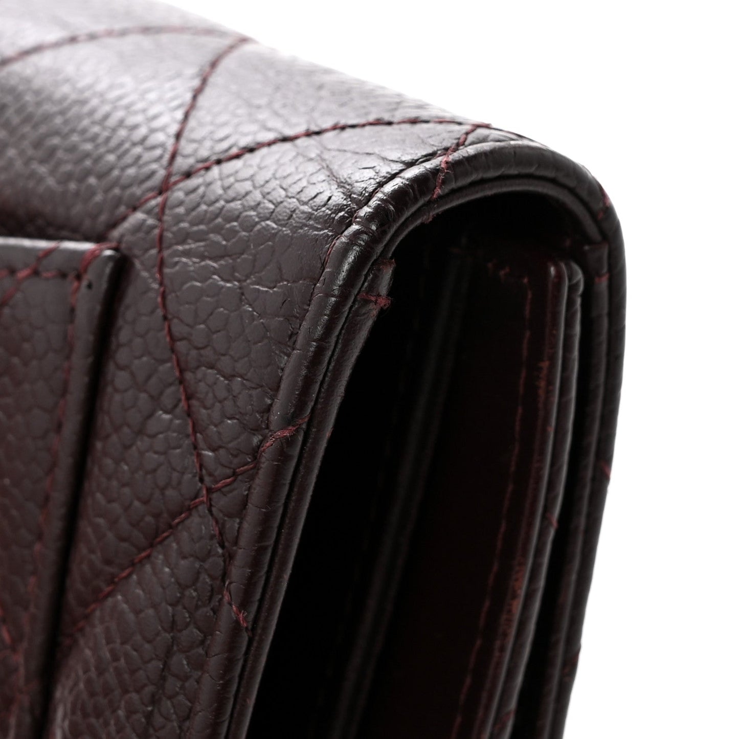 Caviar Quilted Large Flap Wallet Burgundy