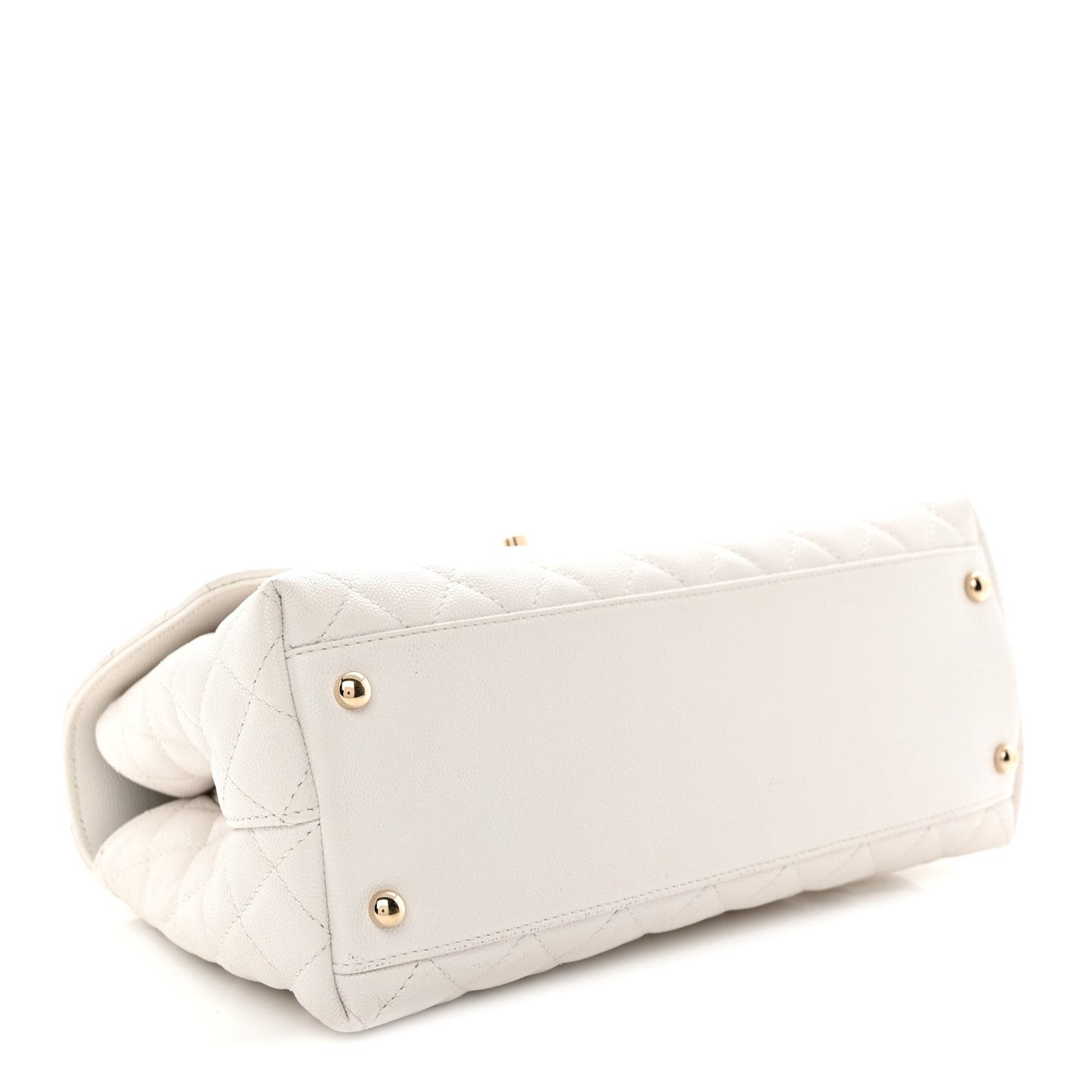 Caviar Quilted Small Coco Handle Flap White