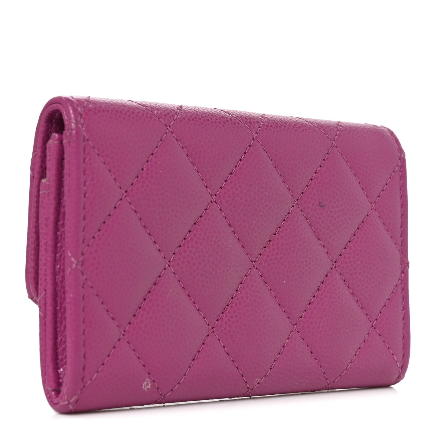 Caviar Quilted Textured CC Flap Card Holder Purple