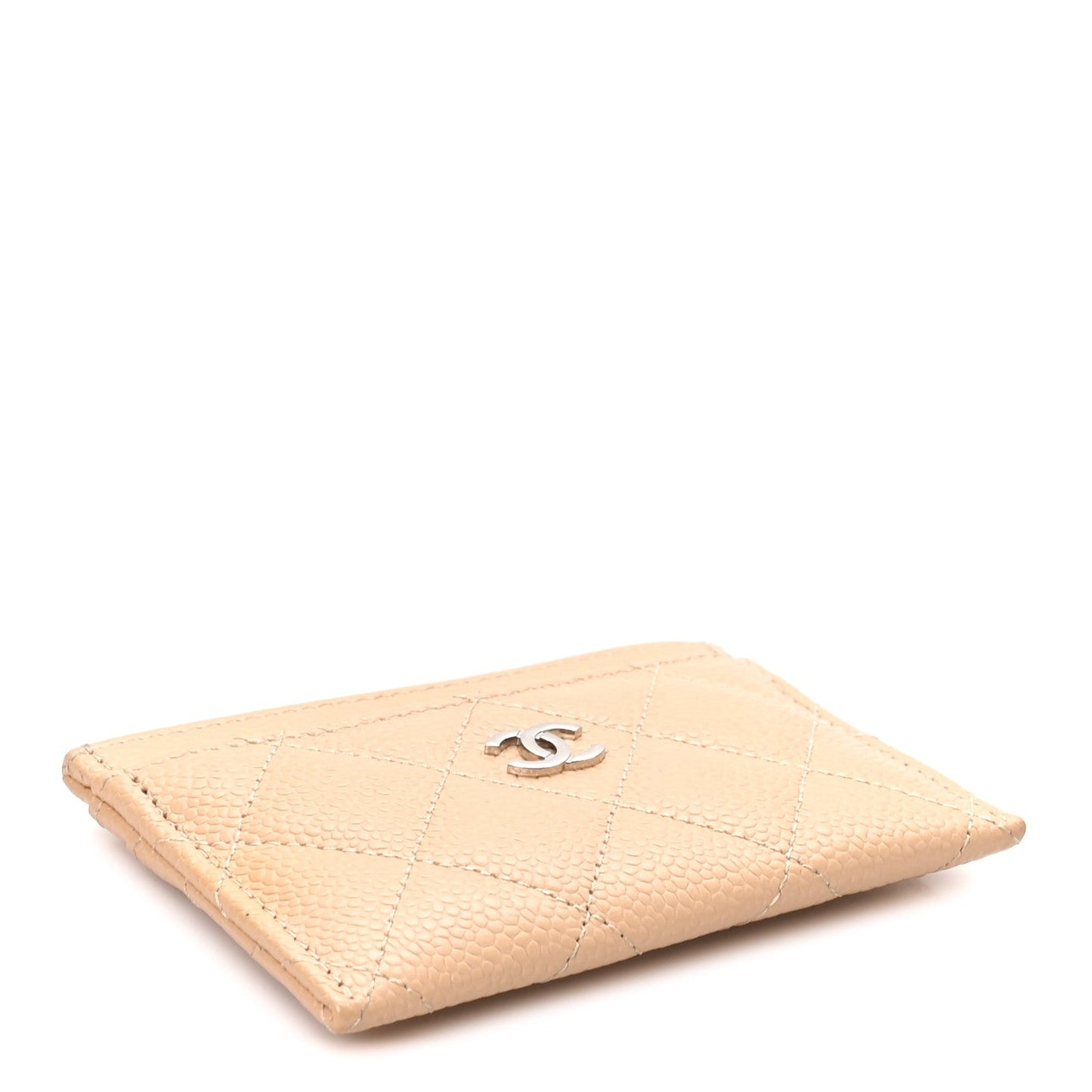 Caviar Quilted Card Holder Beige