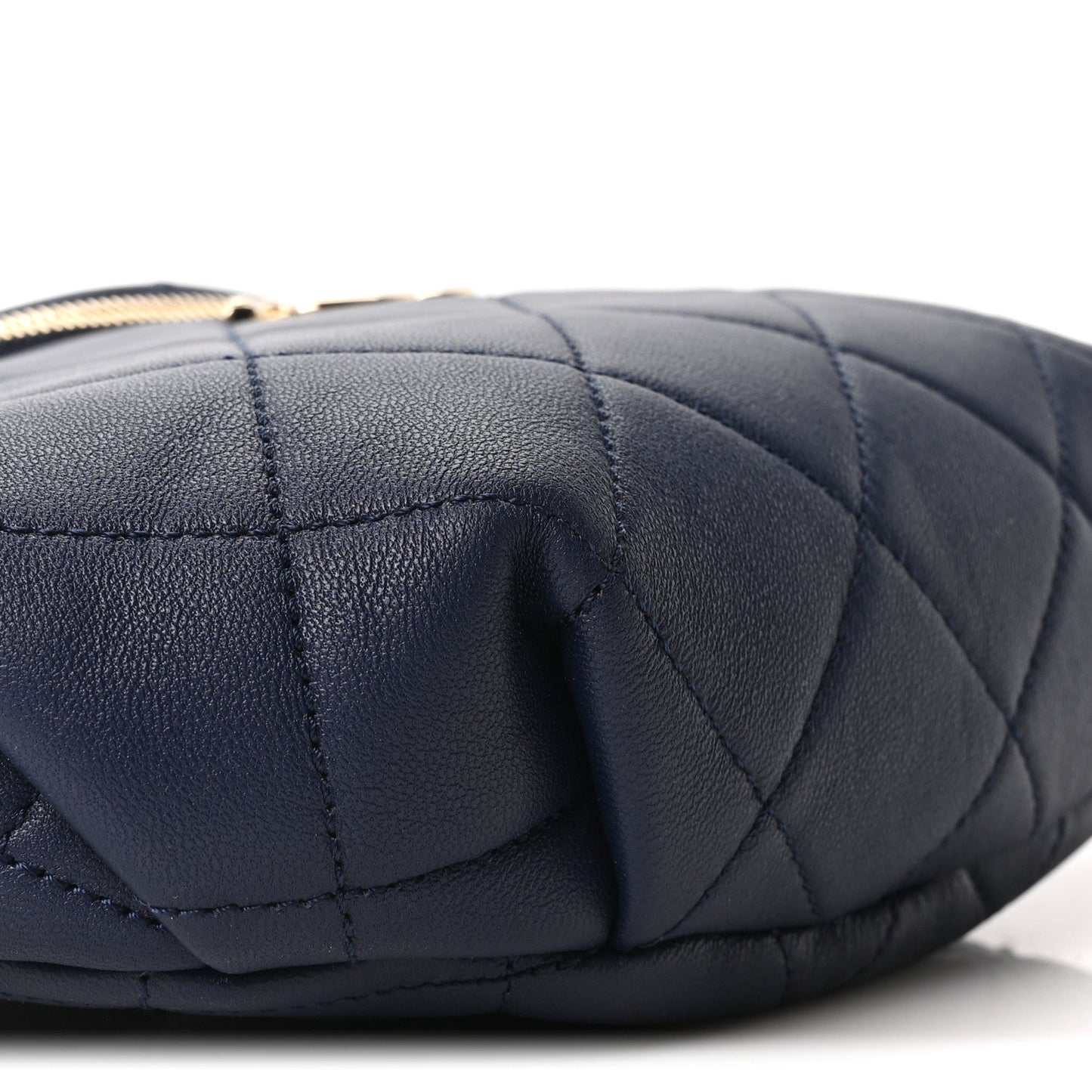 Lambskin  Quilted Resin Bi-Color Waist Bag Fanny Pack Navy Blue