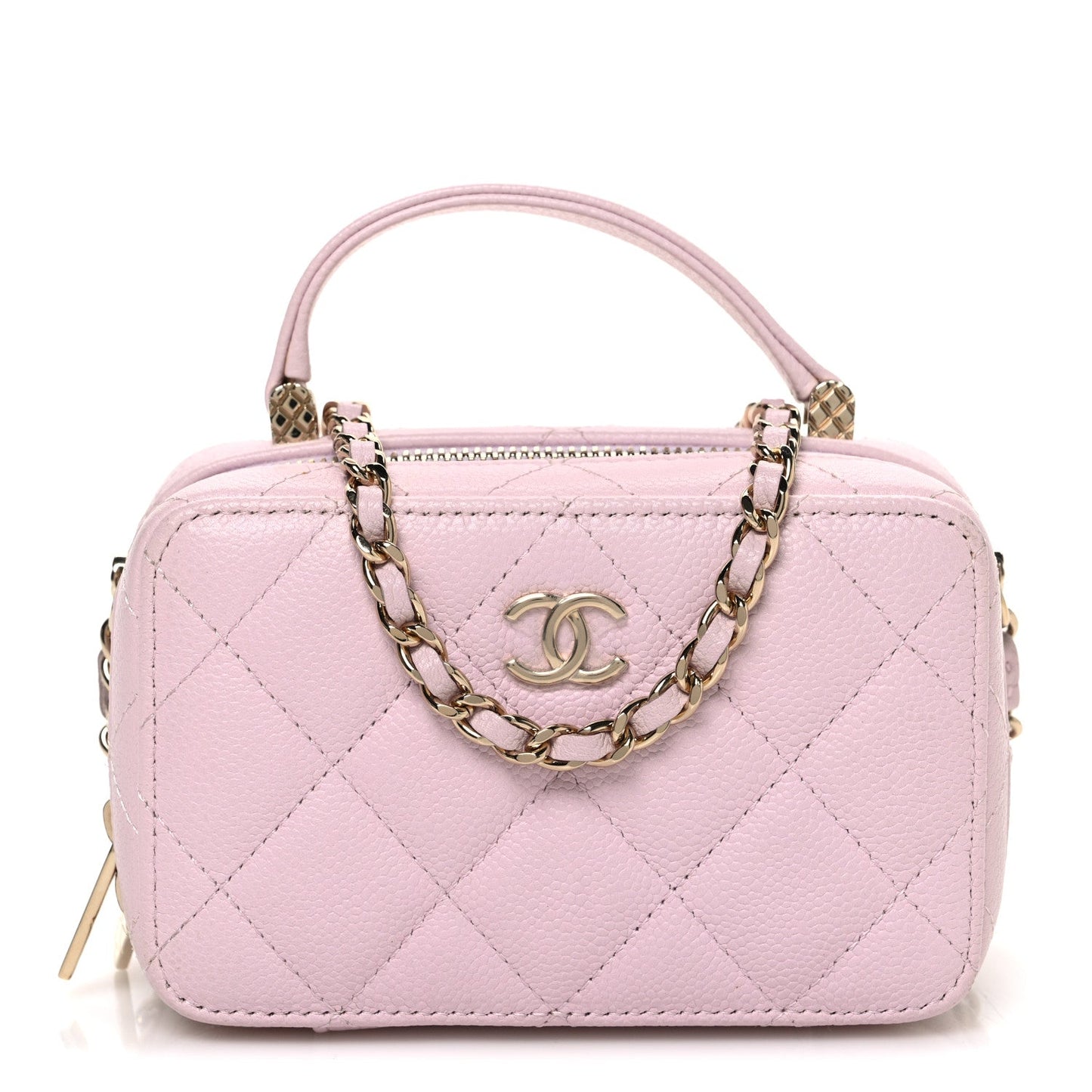 Caviar Quilted Top Handle Vanity Case Pink