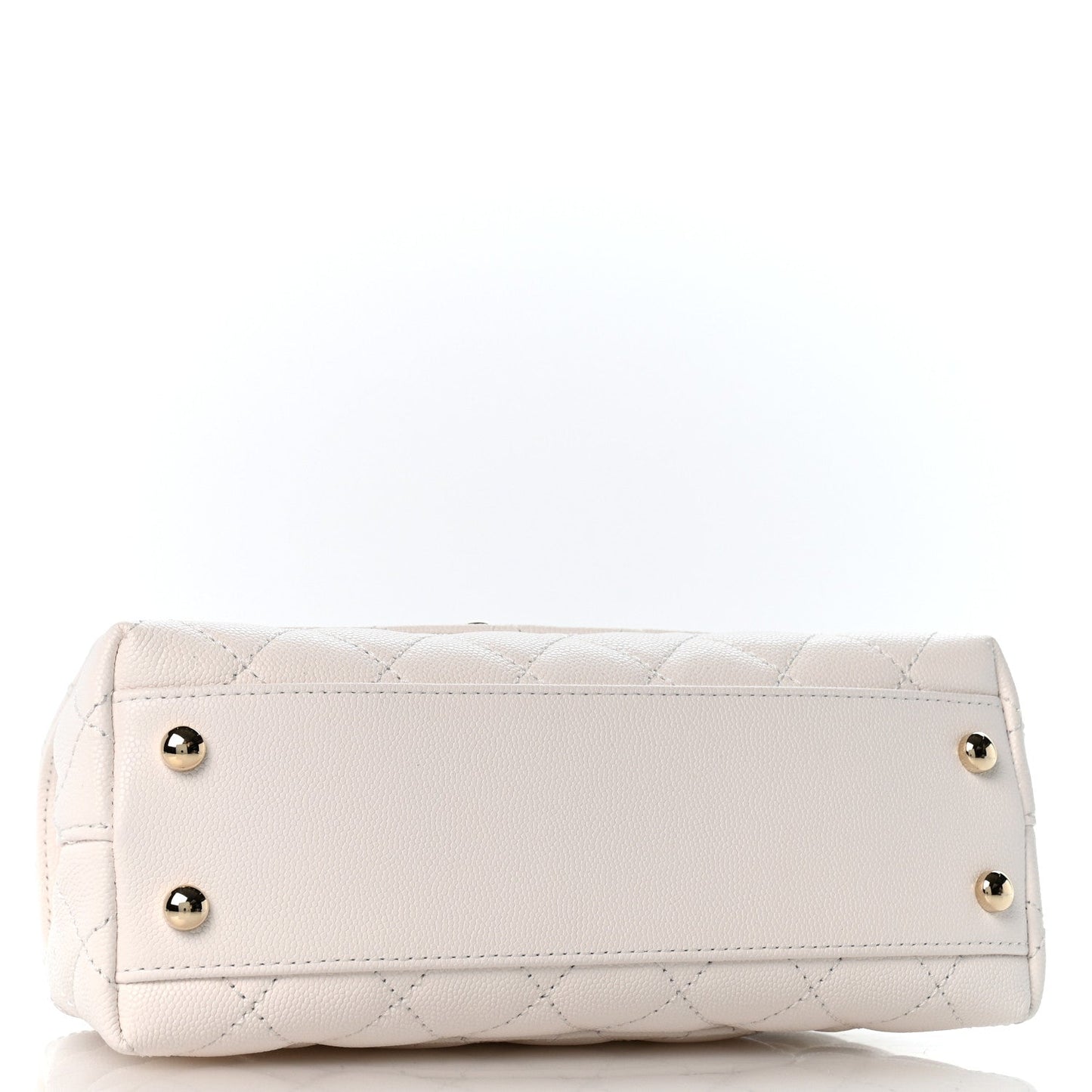 Caviar Quilted Mini Coco Handle Flap White
