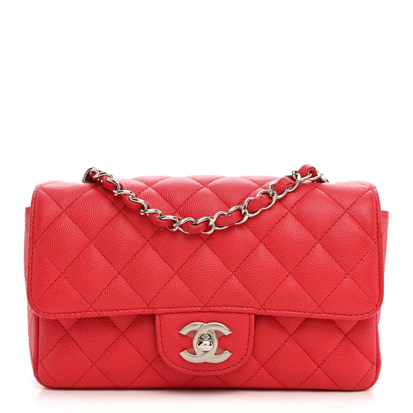 Caviar Quilted Mini Rectangular Flap Dark Pink