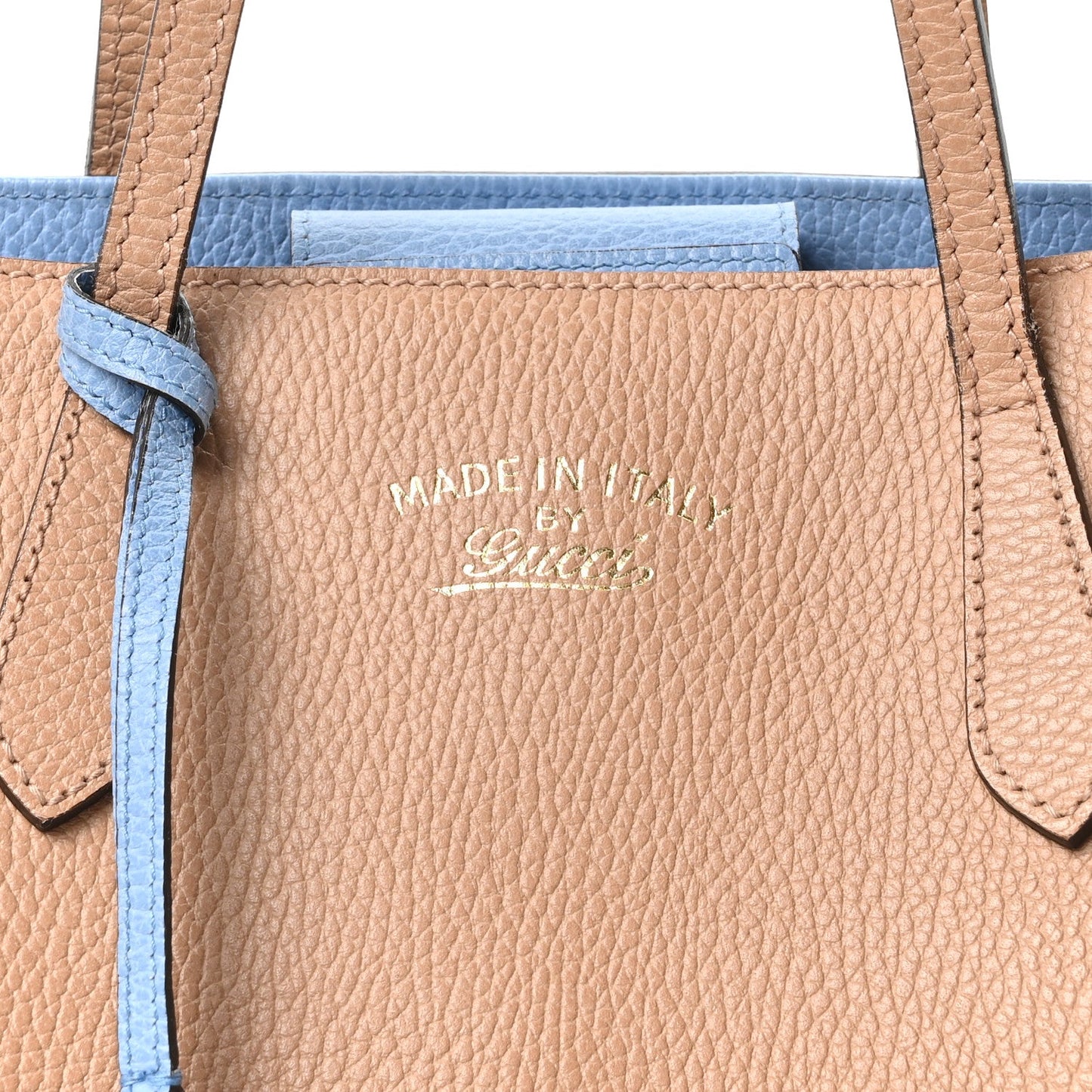 Dollar Calfskin Small Swing Tote Camelia Mineral Blue