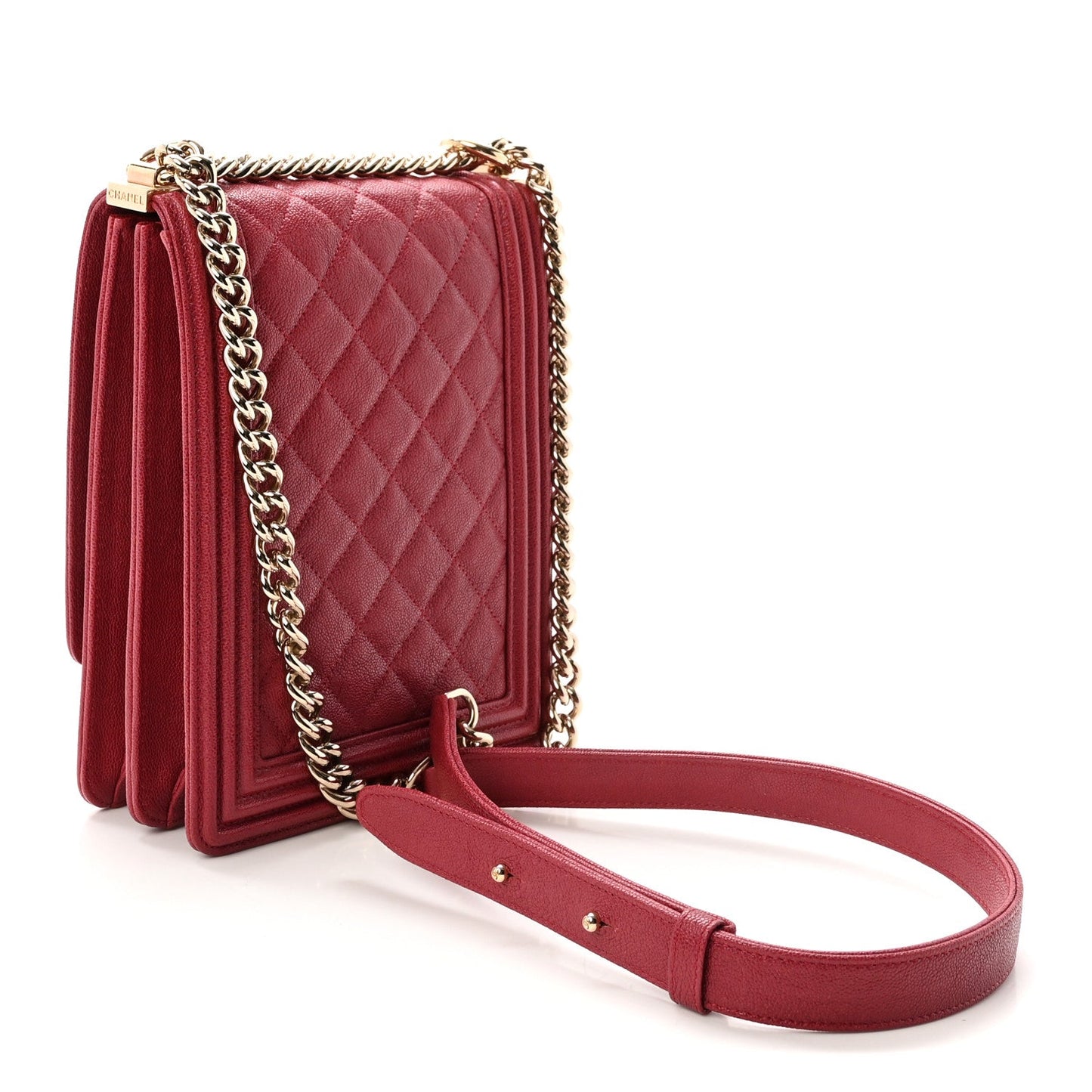 Caviar Quilted North South Boy Flap Red