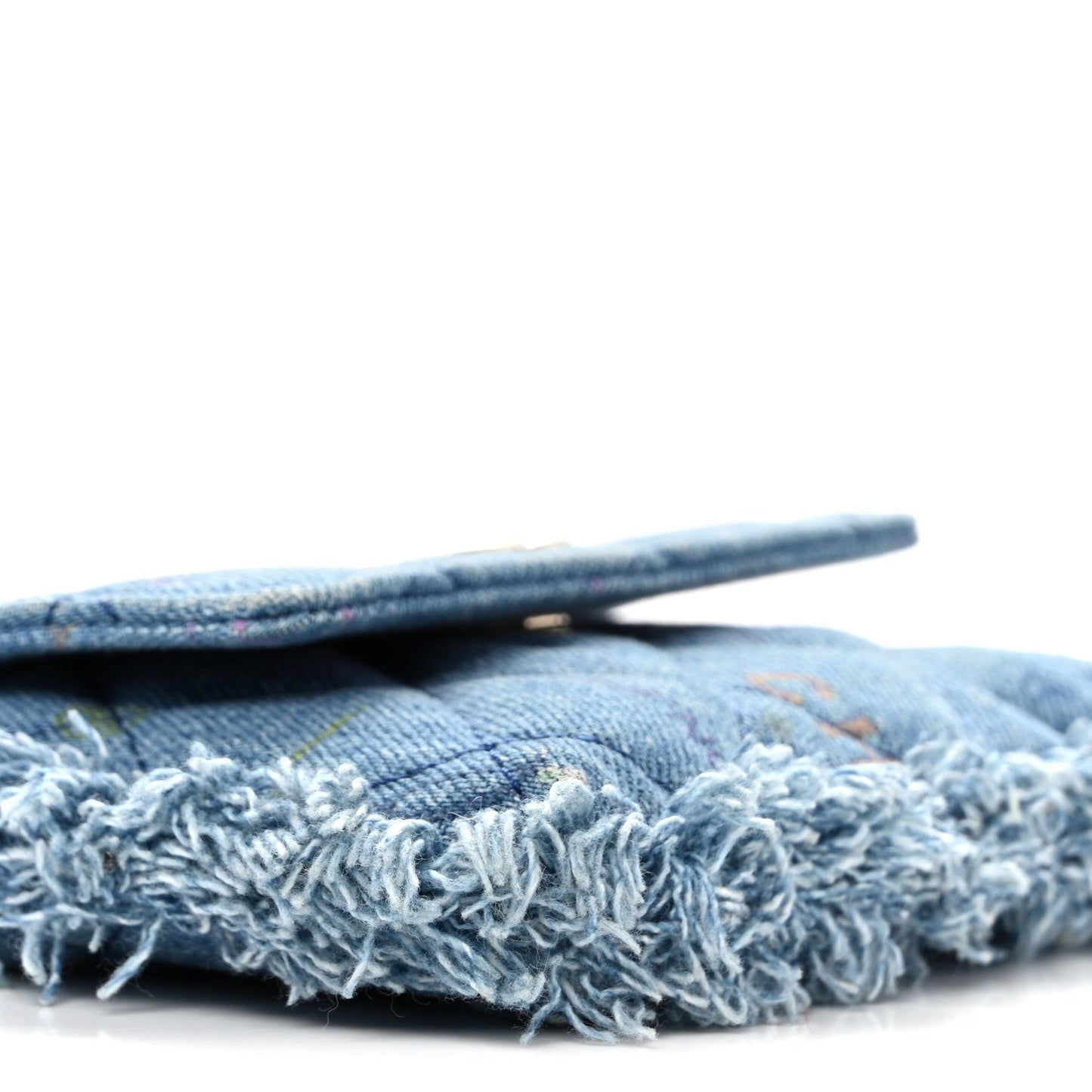 Denim Quilted Denim Mood Clutch With Chain Blue Multicolor
