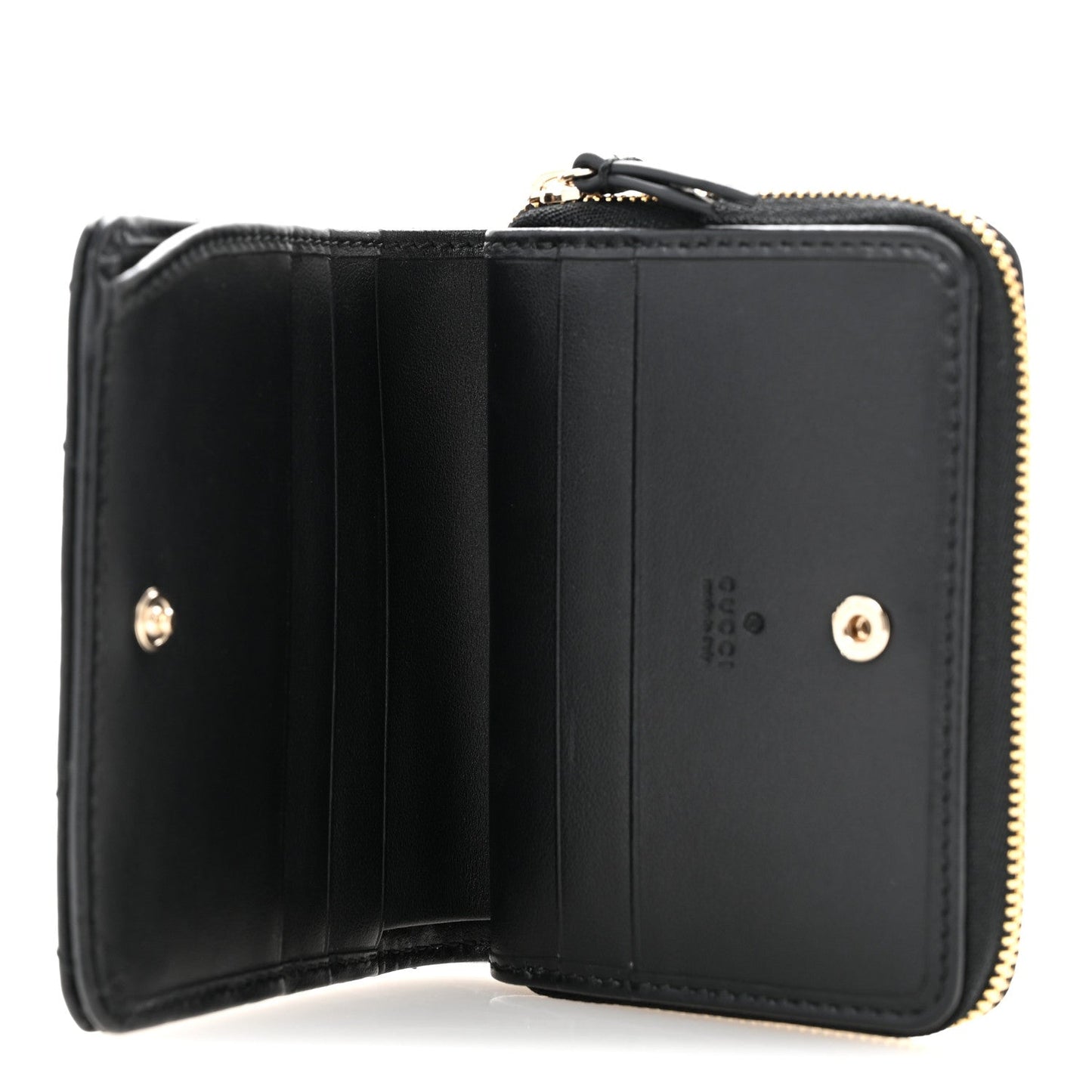 Calfskin Matelasse GG Marmont Compact Wallet Black