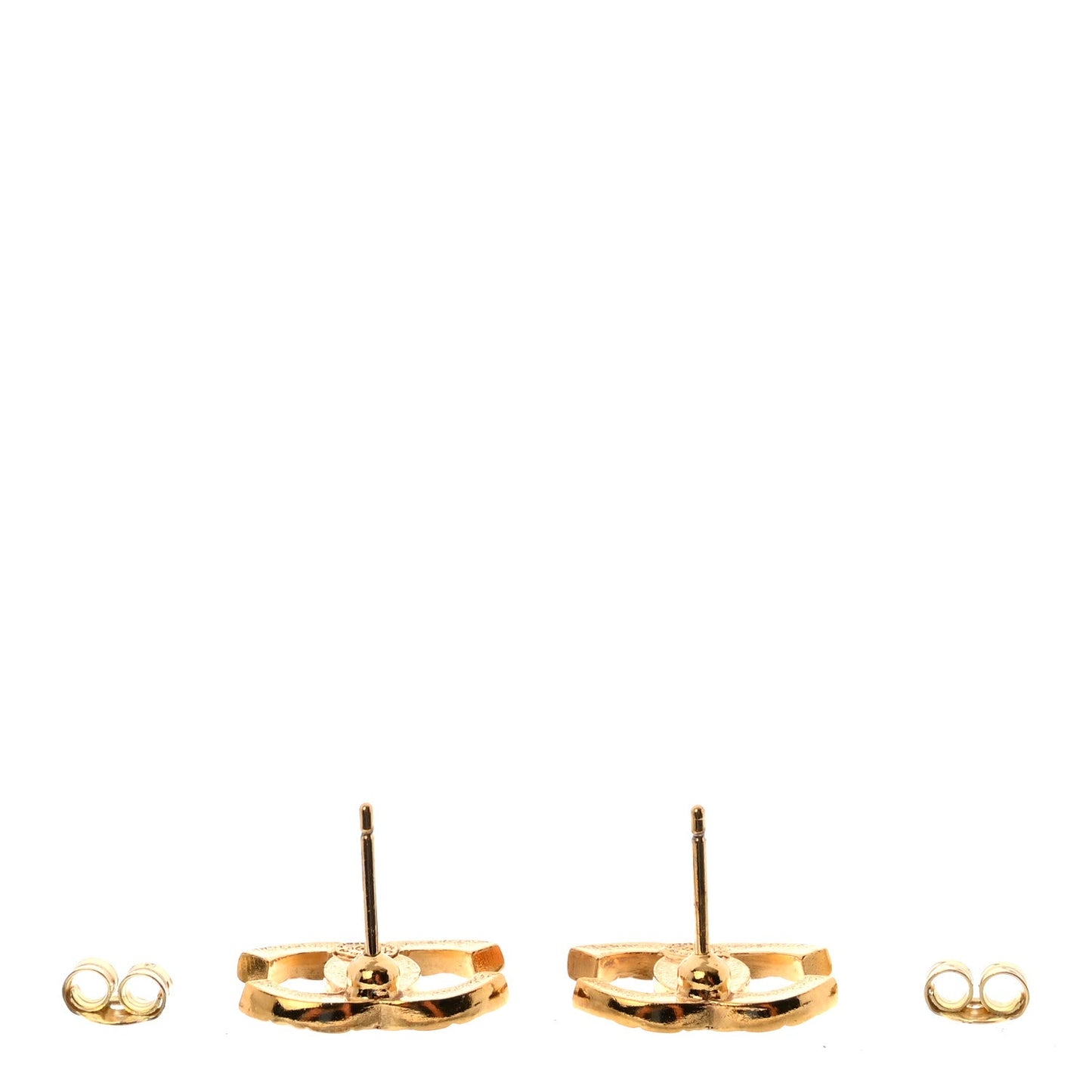 Metal Quilted CC Earrings Gold
