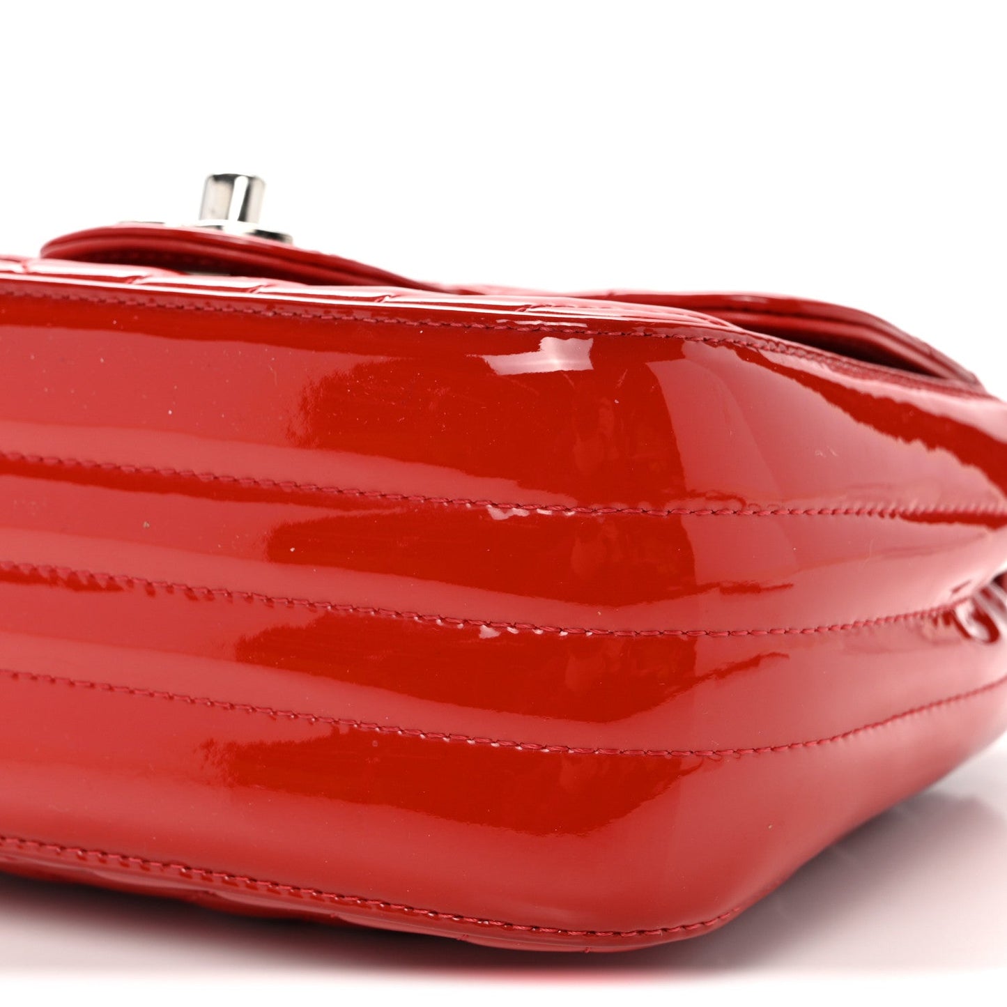 Patent Chevron Quilted Mini Square Flap Red