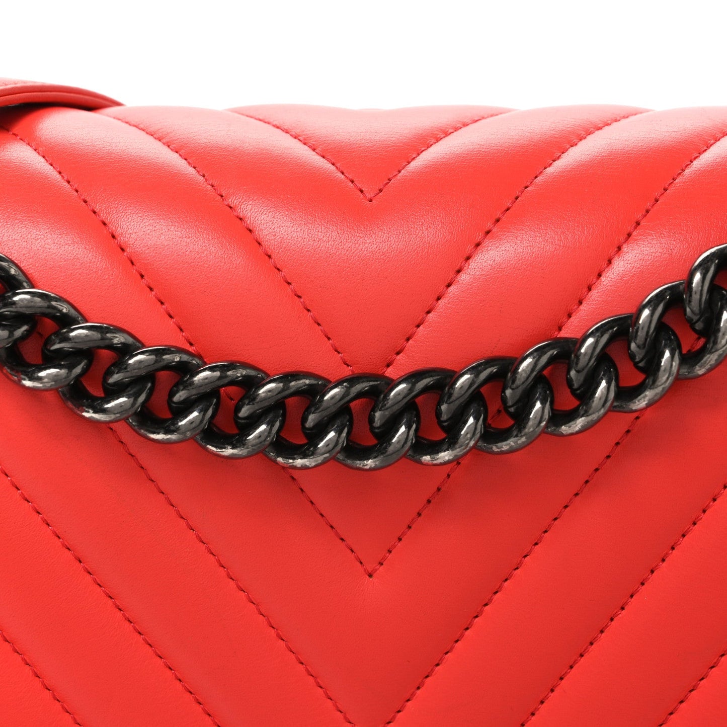 Lambskin Chevron Quilted Medium Boy Flap Orange