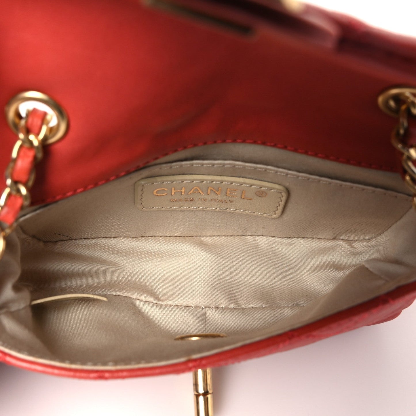 Lambskin Quilted Extra Mini Cruise Charm Flap Coral