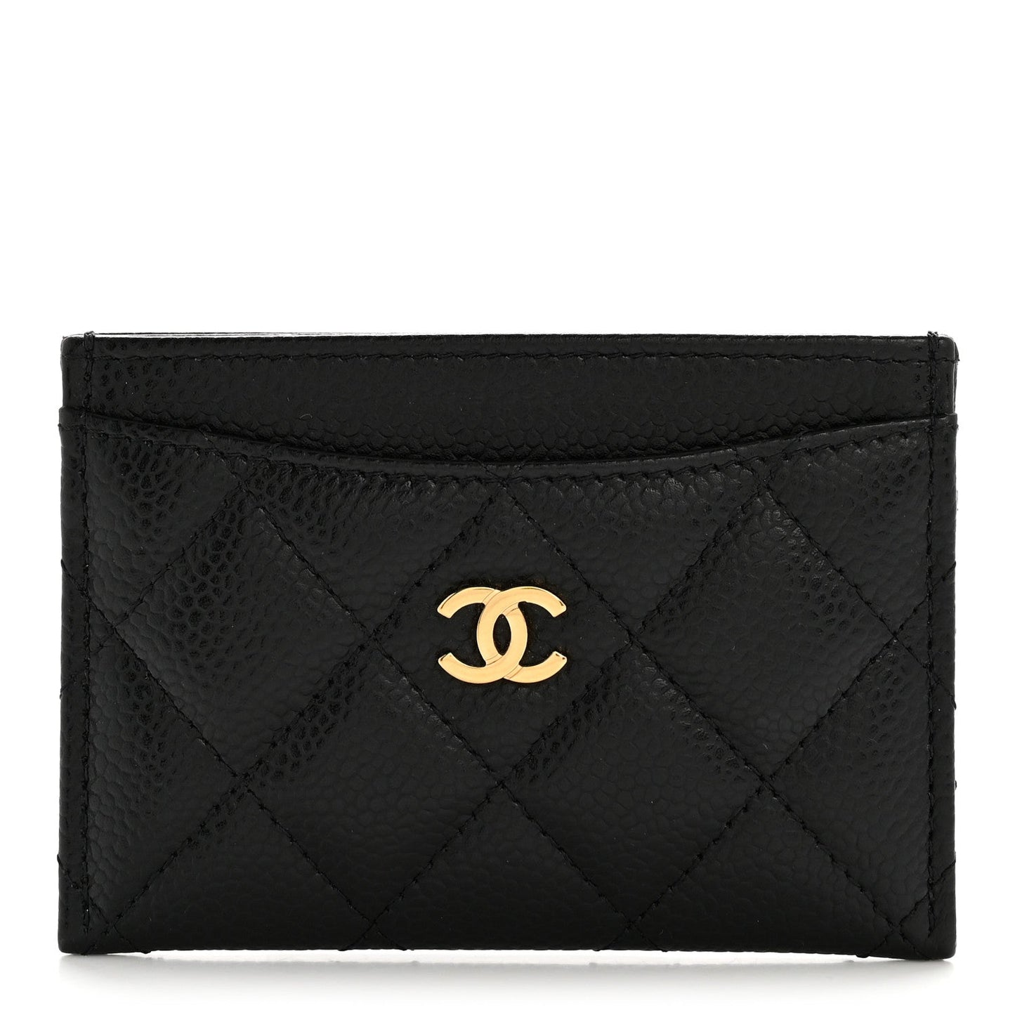 Caviar Quilted Card Holder Black
