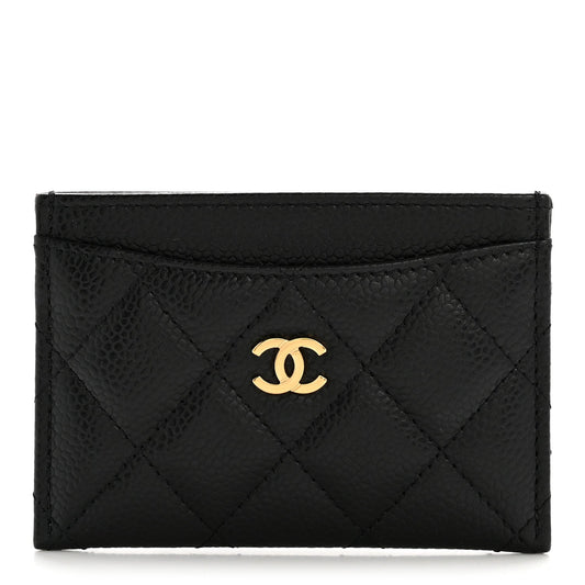 Caviar Quilted Card Holder Black