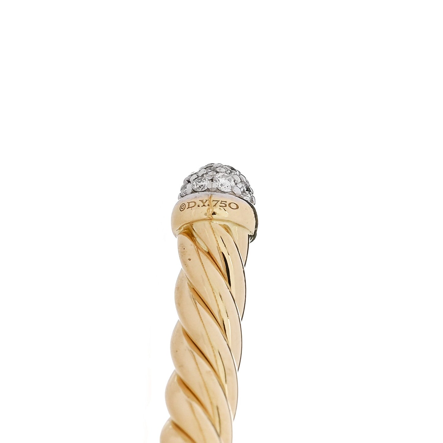 18K Yellow Gold Diamond 4mm Cable Flex Cuff Bracelet