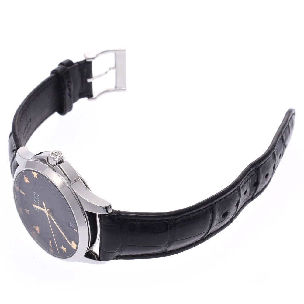 Gucci G Timeless Automatic Black Dial Black Leather Strap Watch For Women - YA126469