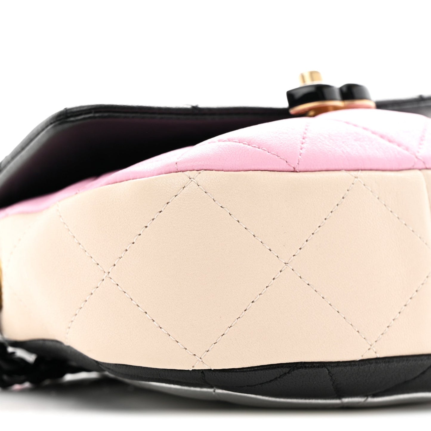Lambskin Quilted Mini Lacquered Chain Flap Black Pink Beige Silver