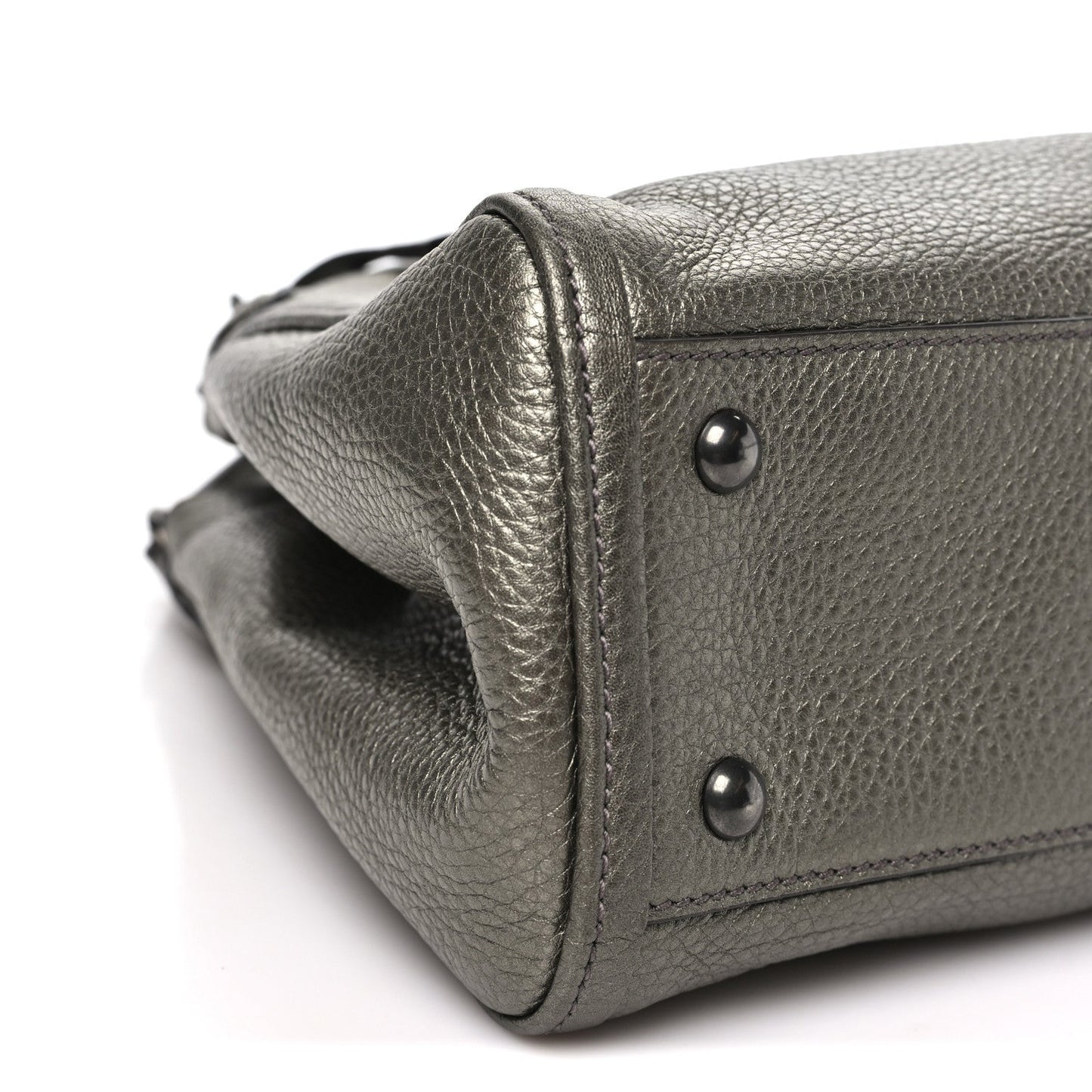 Metallic Pebbled Calfskin Small Soho Shoulder Bag Golden Beige