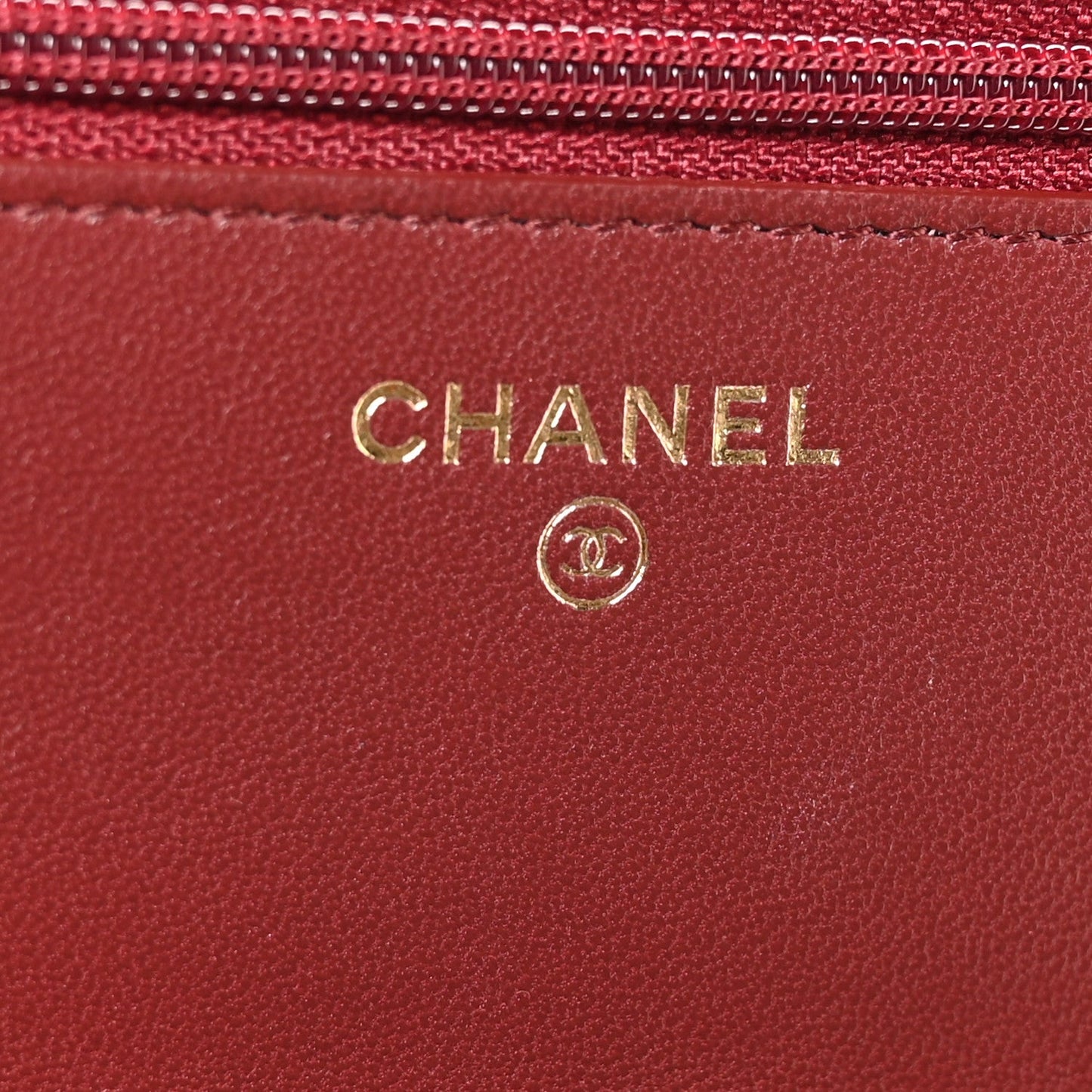 Lambskin Quilted Trendy CC Wallet On Chain WOC Burgundy