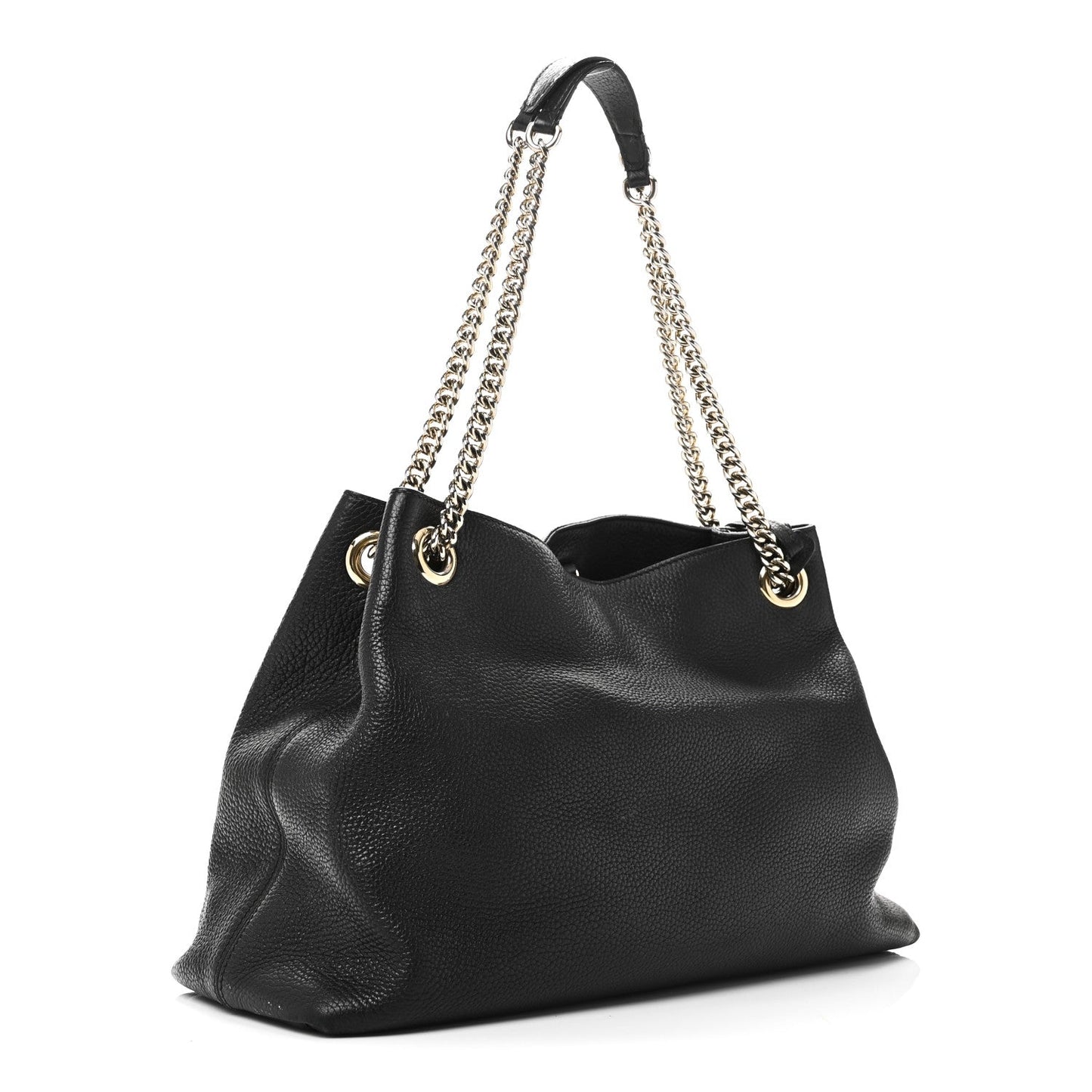 Pebbled Calfskin Medium Soho Chain Shoulder Bag Black
