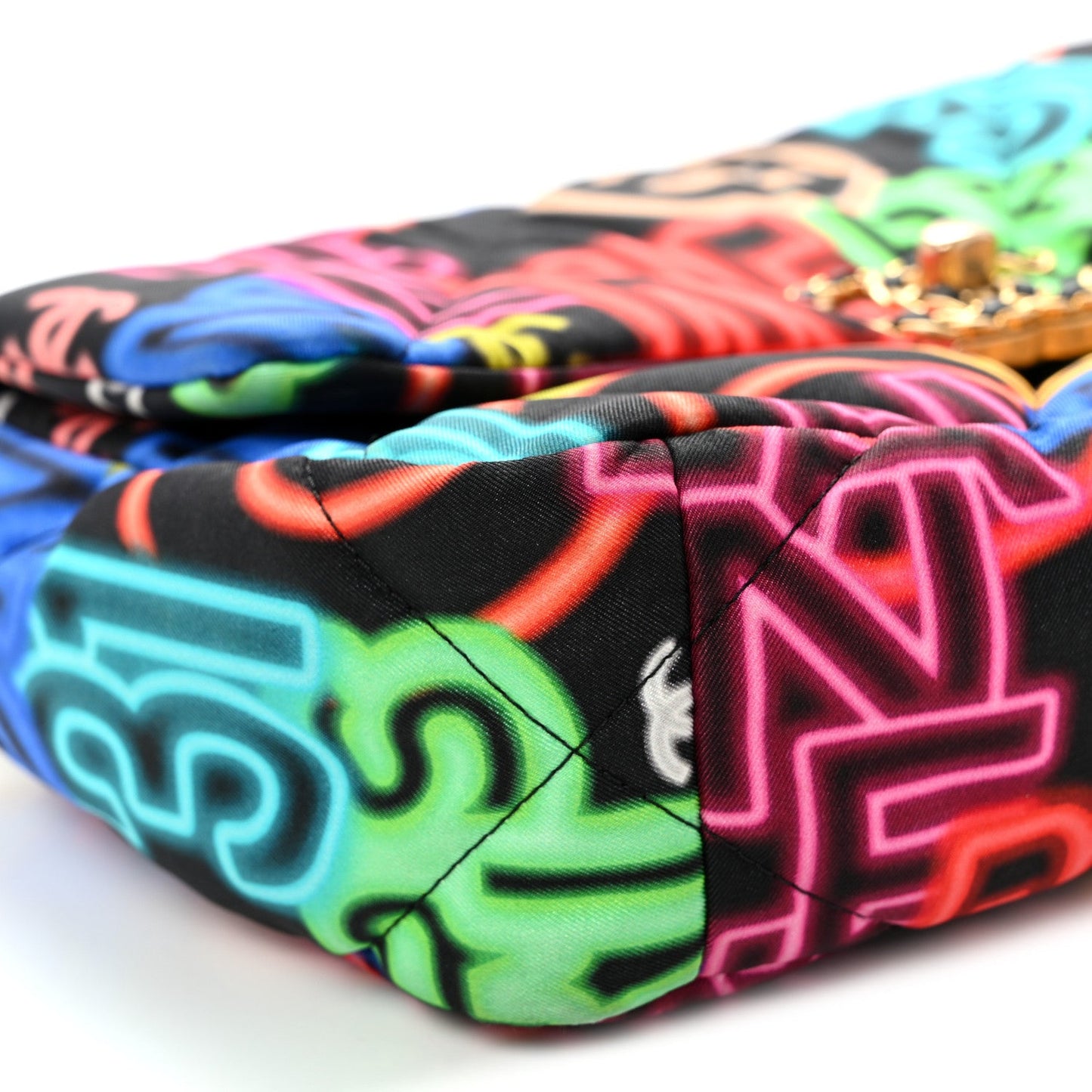 Fabric Quilted Neon Graffiti Medium Chanel 19 Flap Black Multicolor