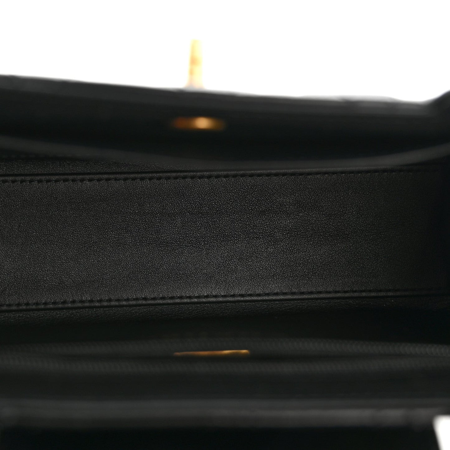 Shiny Aged Calfskin Quilted Nano Kelly Shopper Black