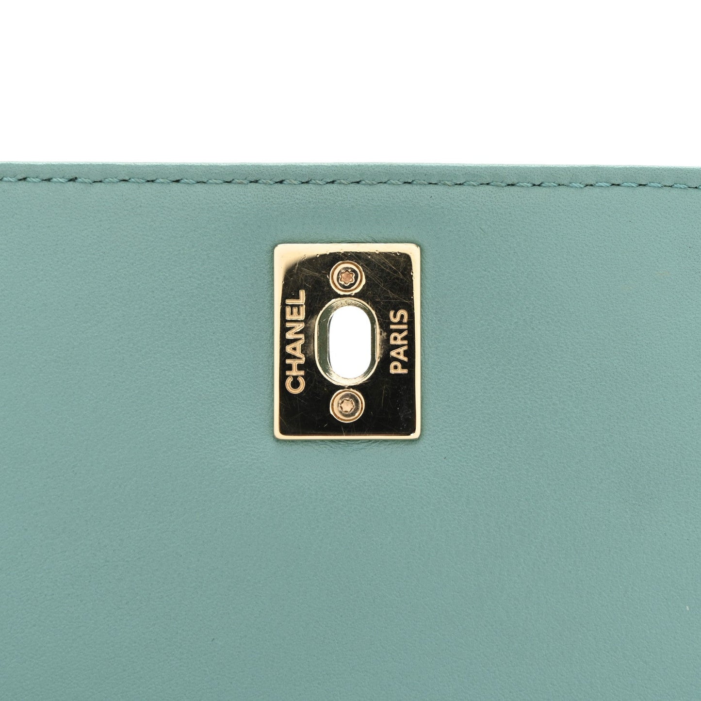 Calfskin Stitched Small Covered CC Flap Bag Green