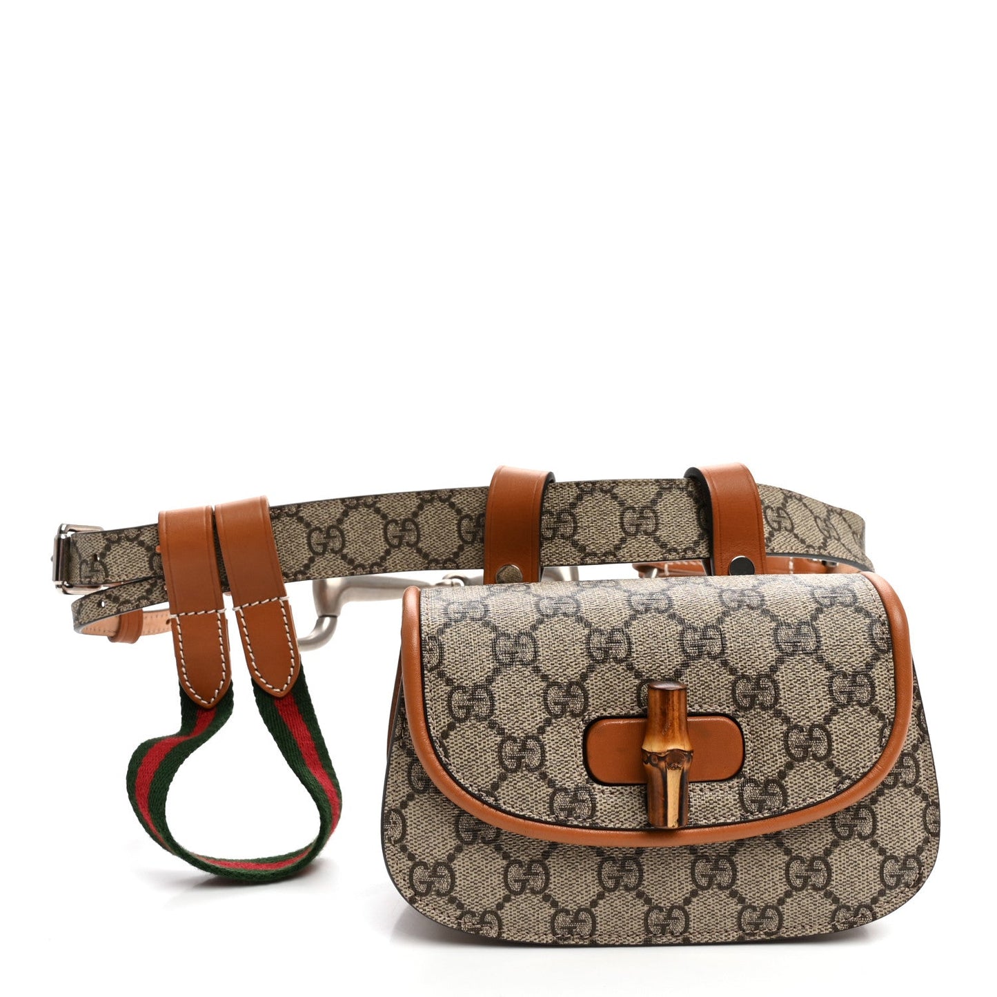 GG Supreme Monogram Web Bamboo Mini 1947 Belt Bag 80 32 Beige