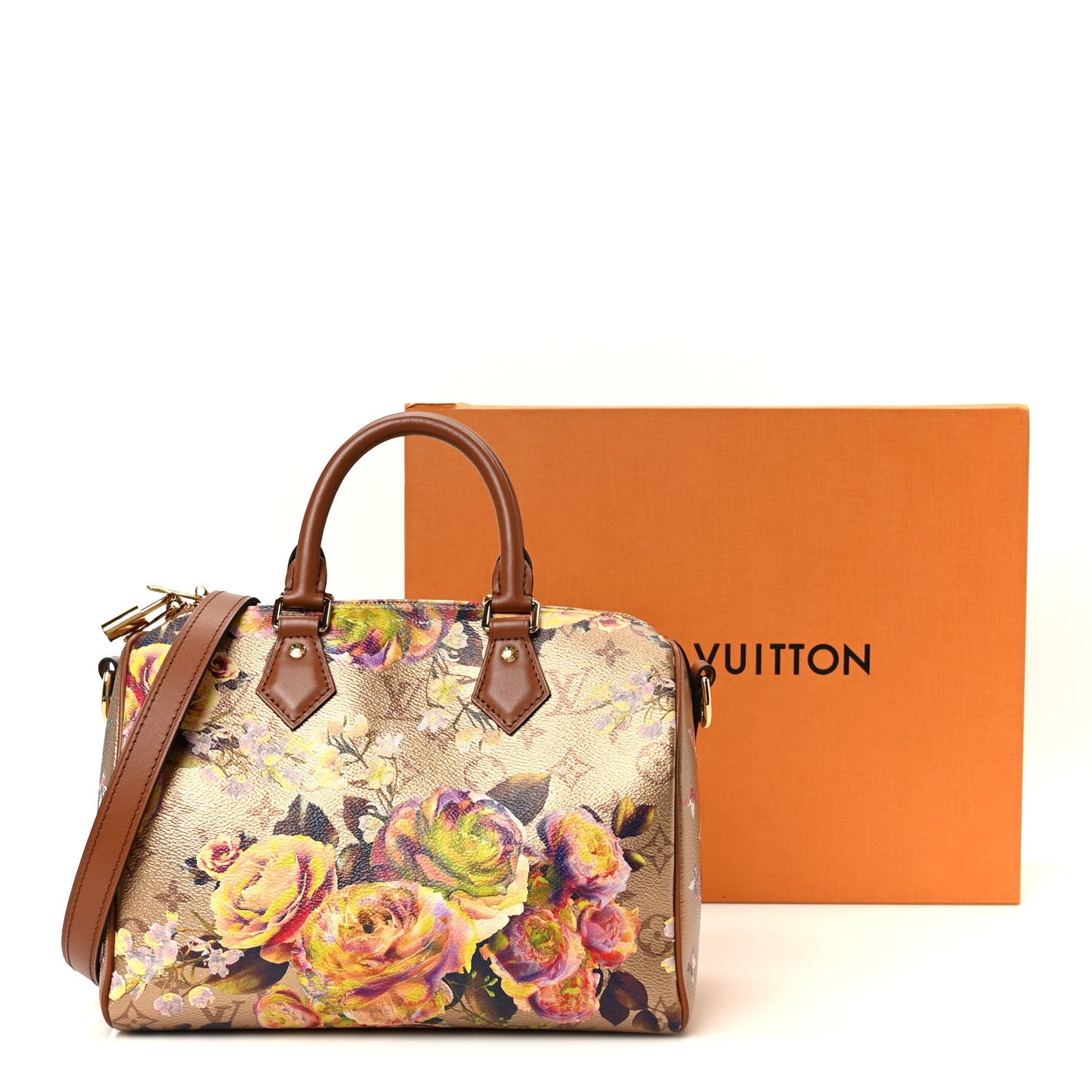 Metallic Monogram LV Garden Speedy Bandouliere 25 Gold