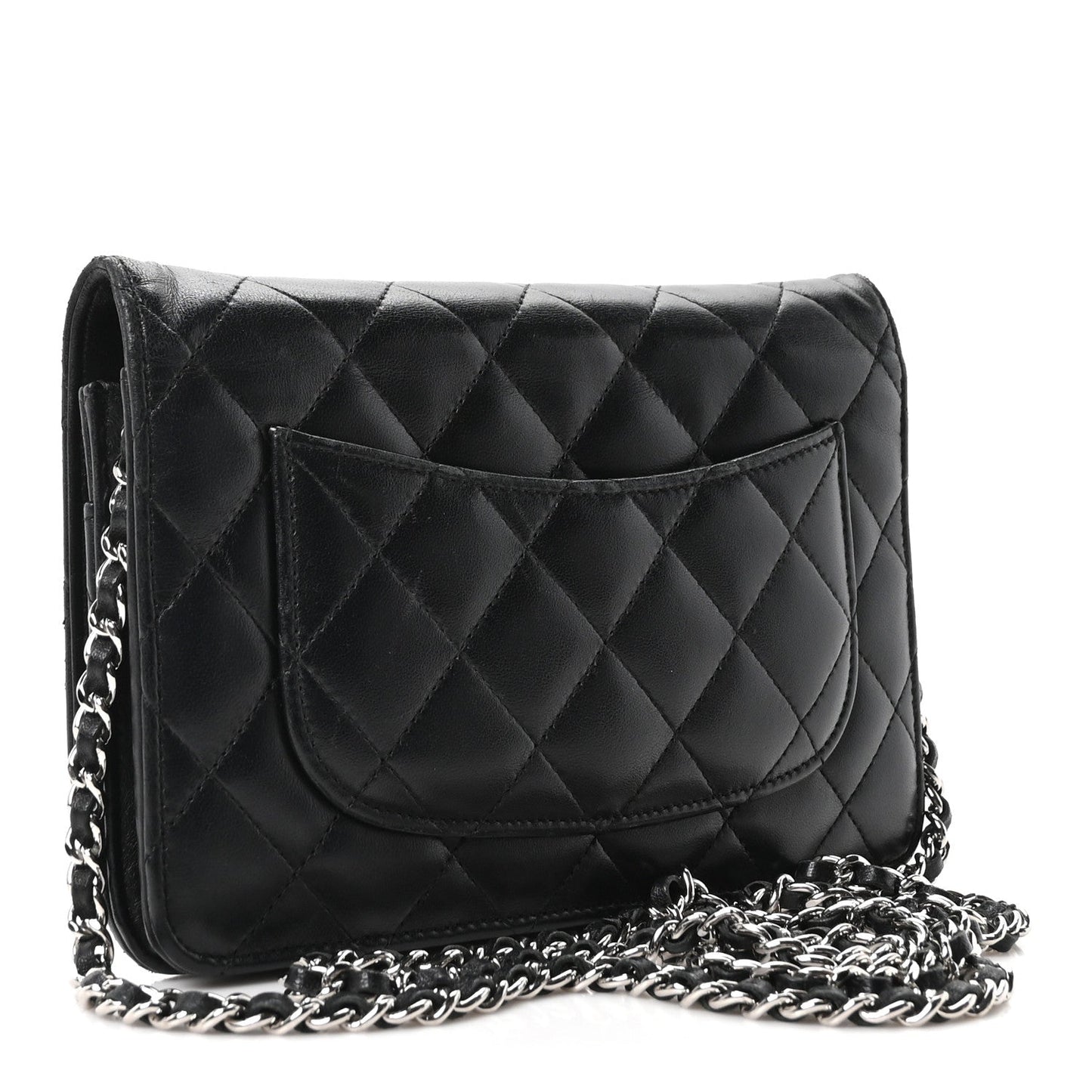 Lambskin Quilted Wallet On Chain WOC Black