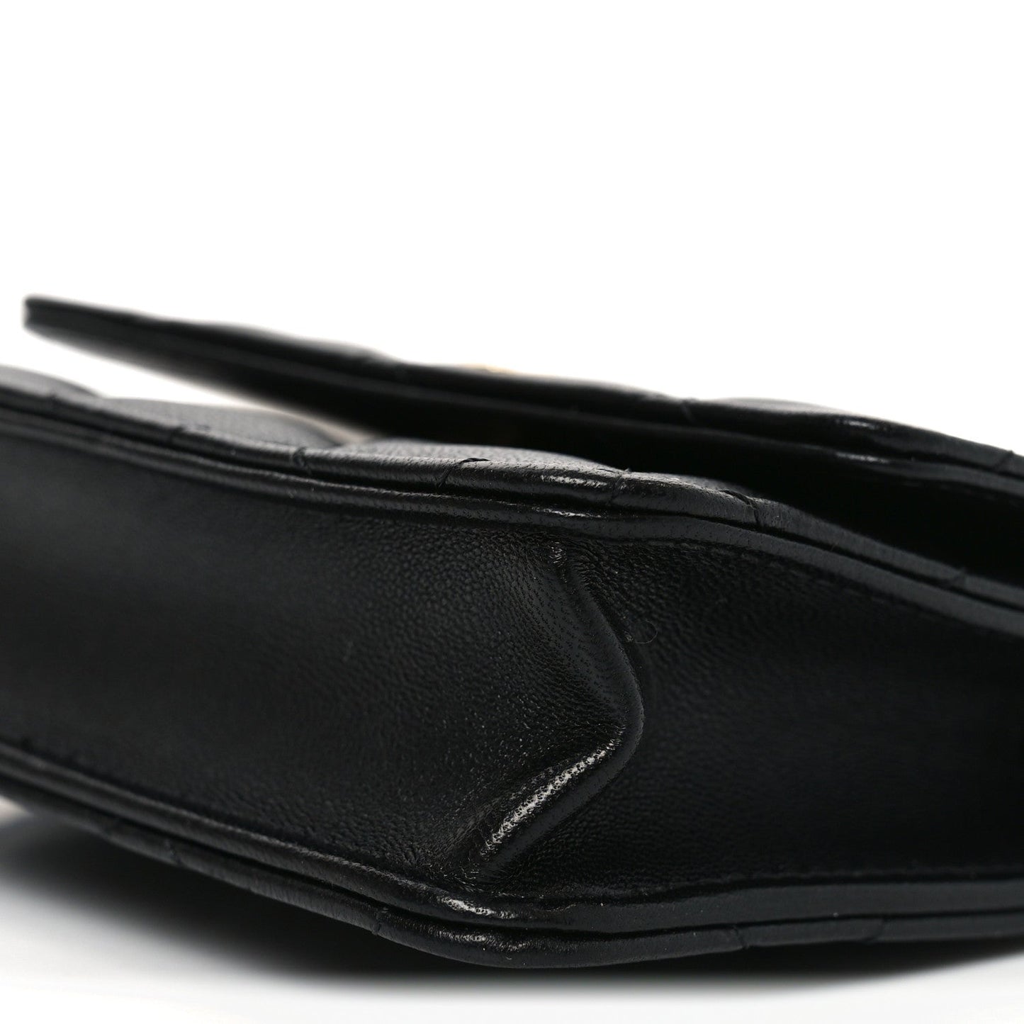 Lambskin Quilted CC Hook Card Holder Black