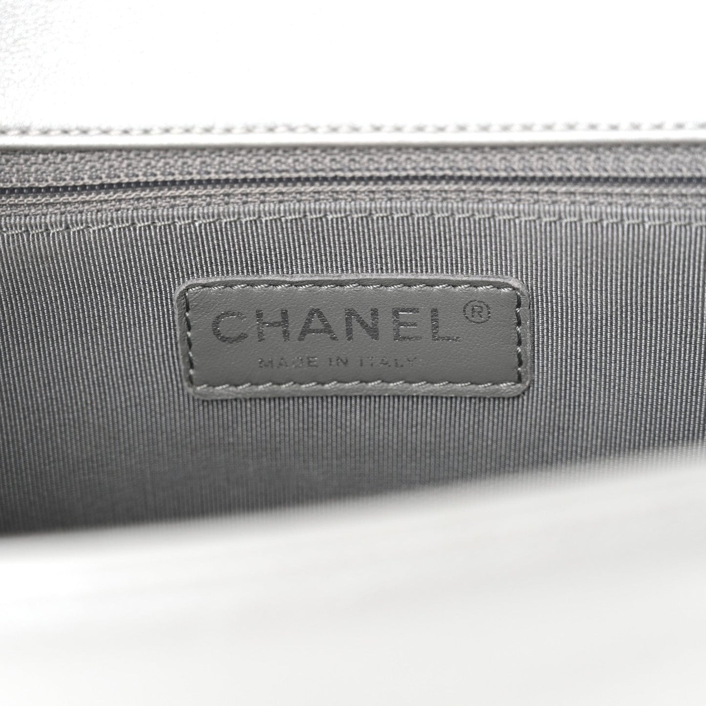 Metallic Calfskin Quilted New Medium Plexiglass Boy Flap Silver