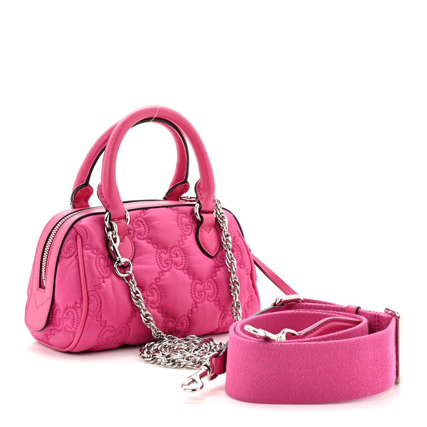 Nylon Calfskin Enamel GG Matelasse Mini Bowler Bag Lovely