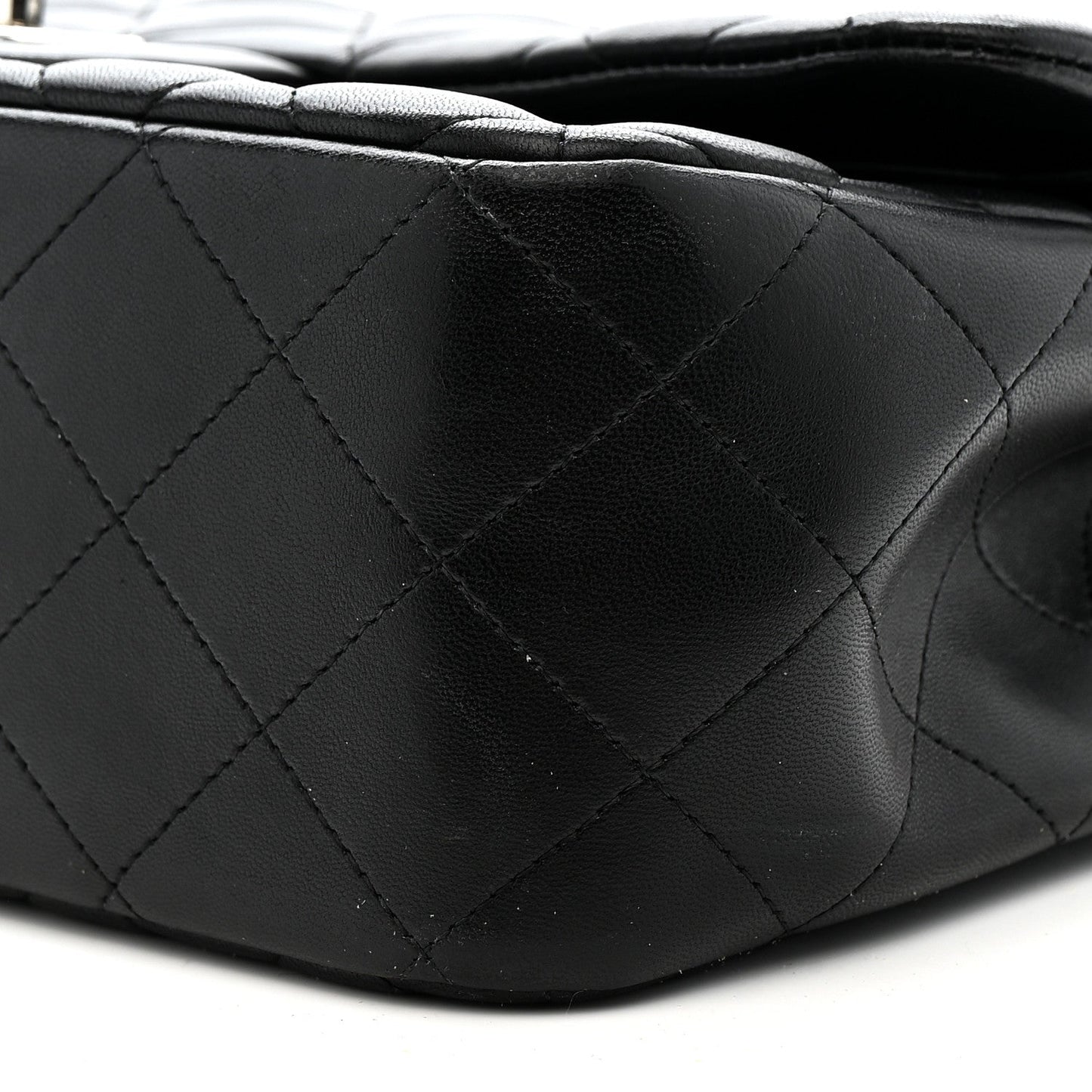Lambskin Quilted Jumbo Double Flap Black