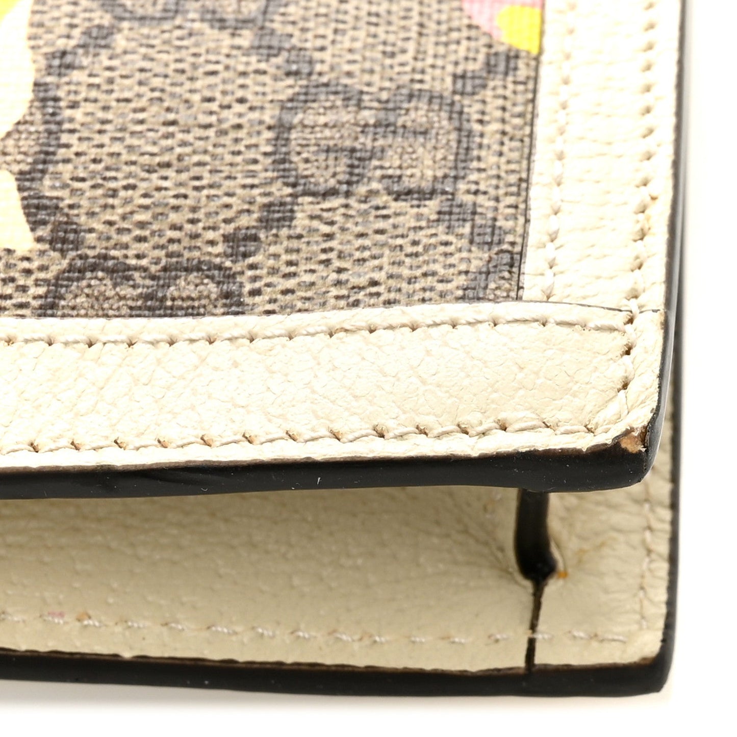 GG Supreme Monogram Les Pommes Interlocking G Wristlet Pouch  Beige Multicolor Mystic White