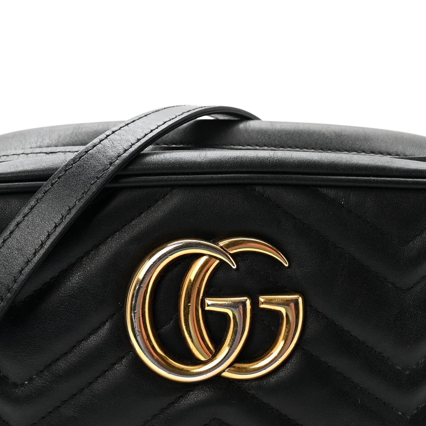 Calfskin Matelasse Small GG Marmont Chain Shoulder Bag Black