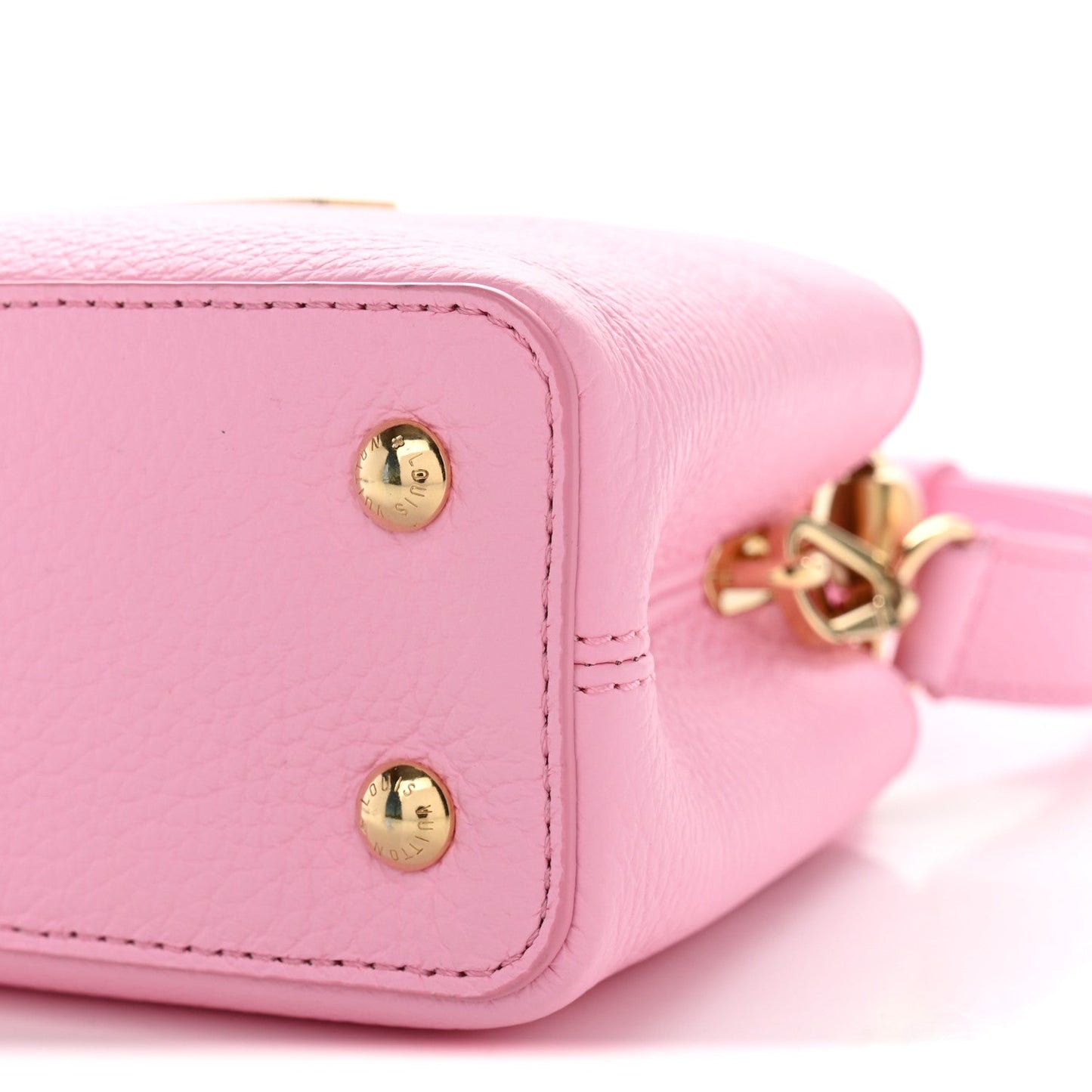 Taurillon Embellished Flower Handle Capucines Mini  Marshmallow Pink