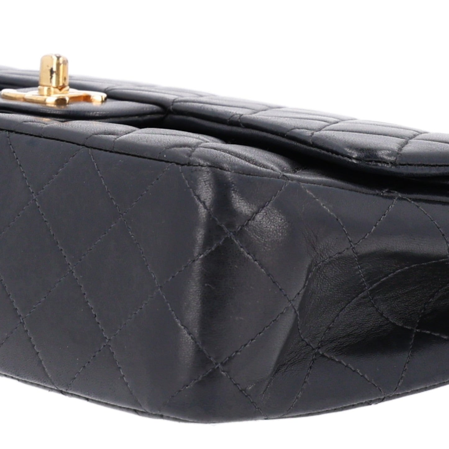Lambskin Quilted Medium Double Flap Black