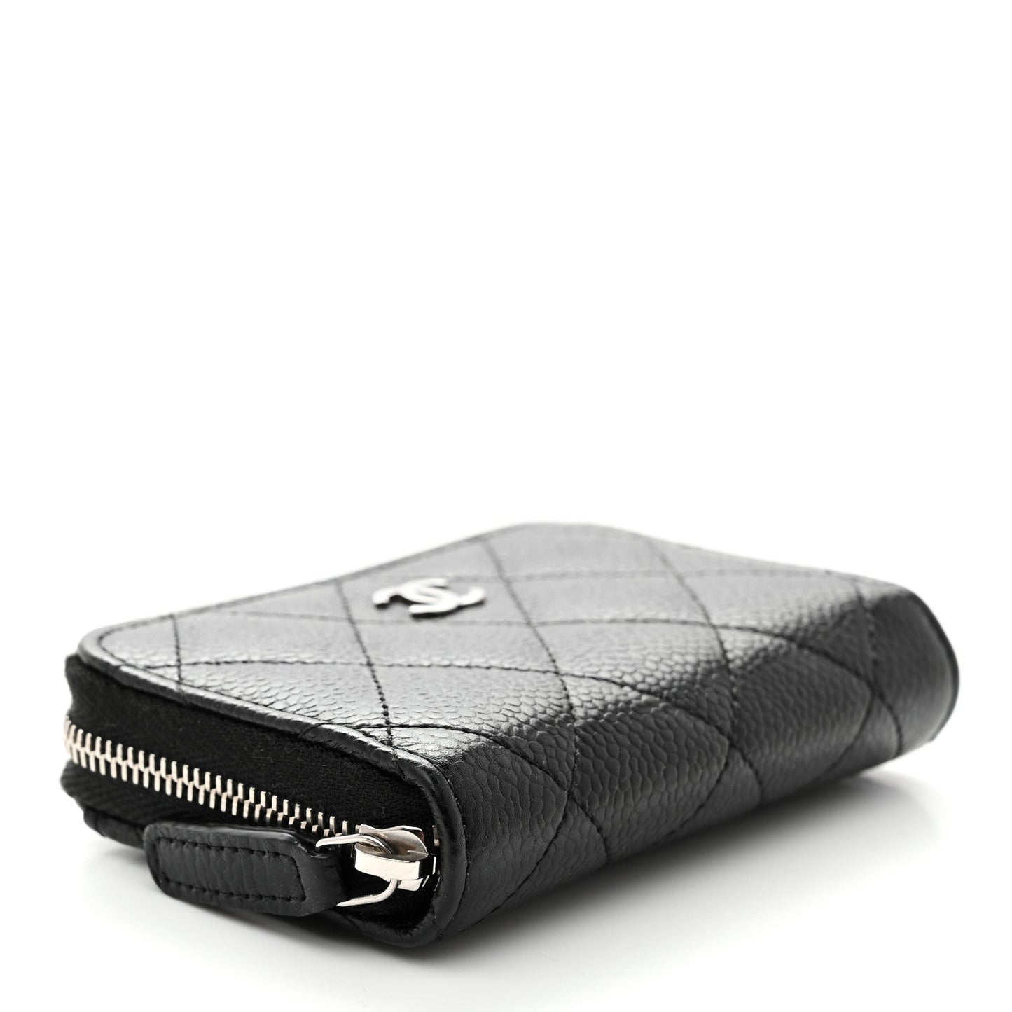 Caviar Quilted Zip Coin Purse Black