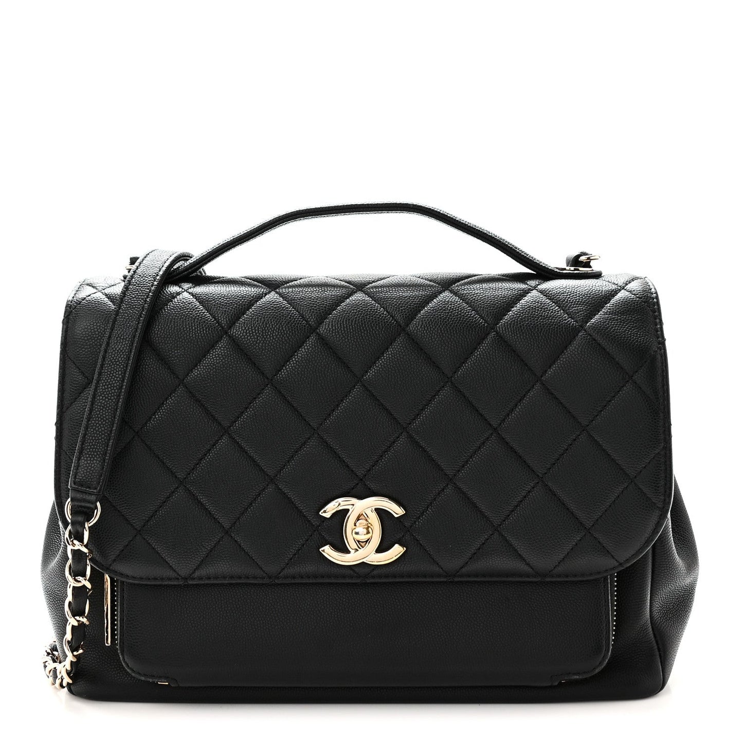 Caviar Quilted Large Business Affinity Flap Black Black
