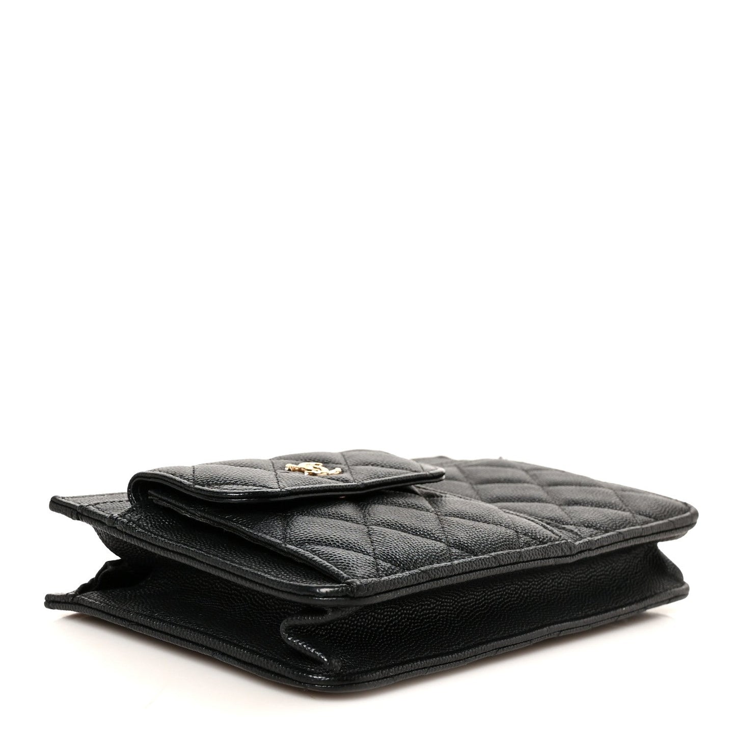 Caviar Quilted In & Out Chain Wallet Black
