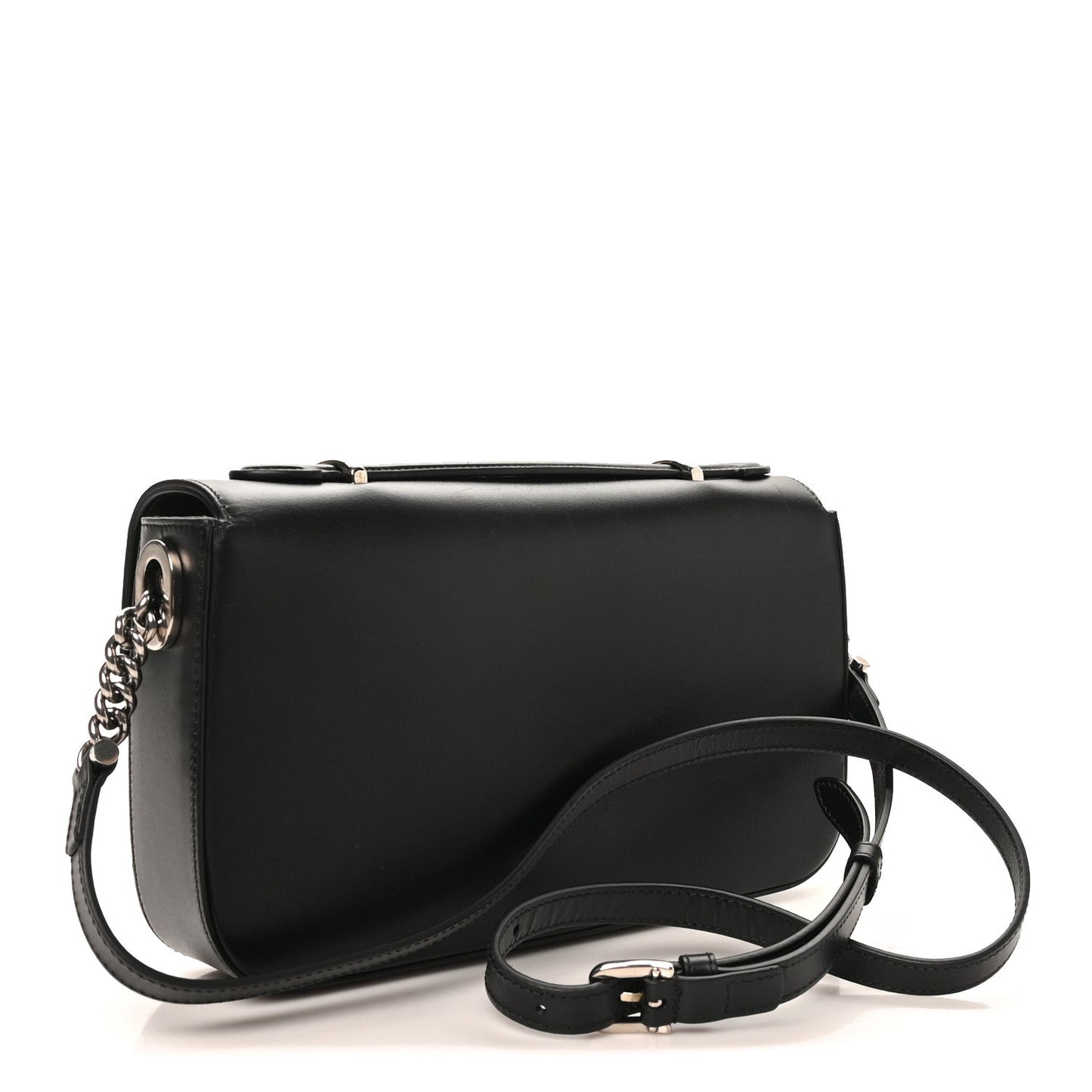 Senna Calfskin Petite GG Top Handle Shoulder Bag Black