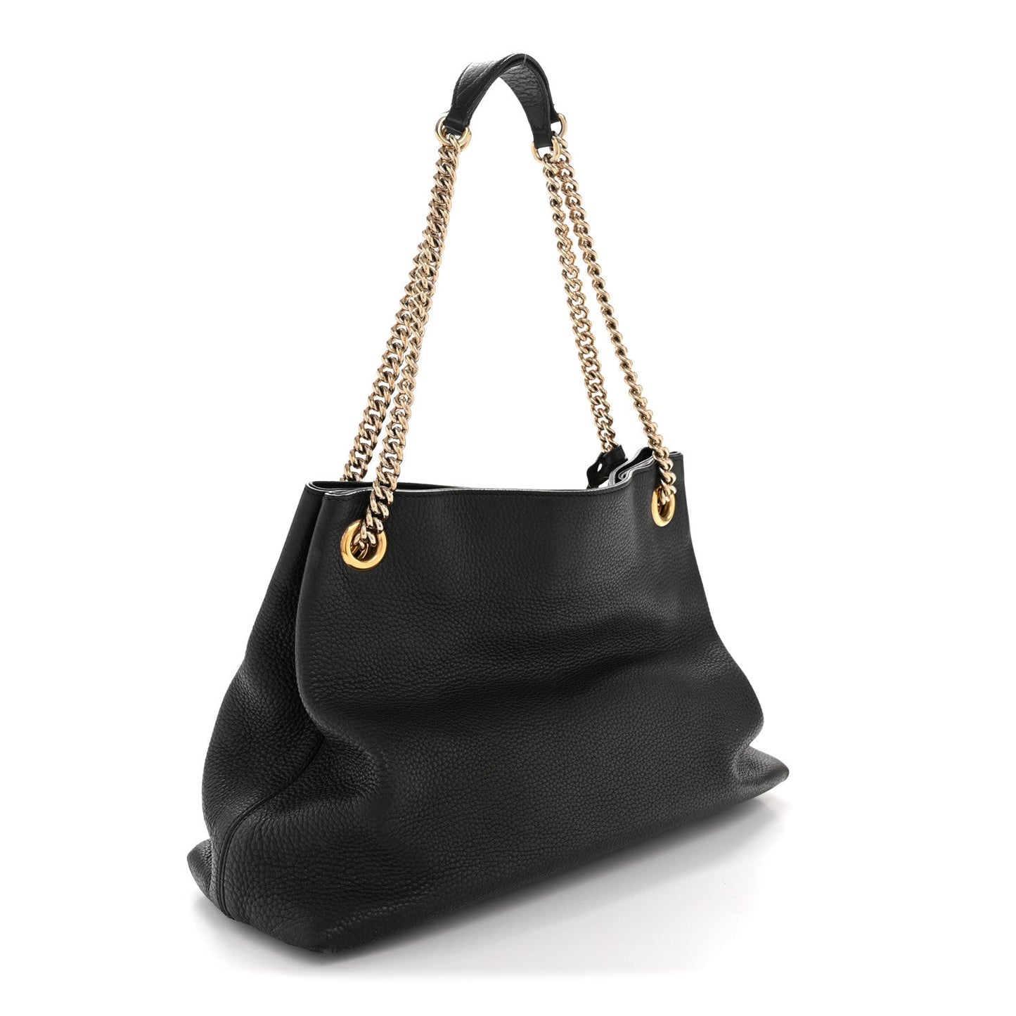 Pebbled Calfskin Medium Soho Chain Shoulder Bag Black