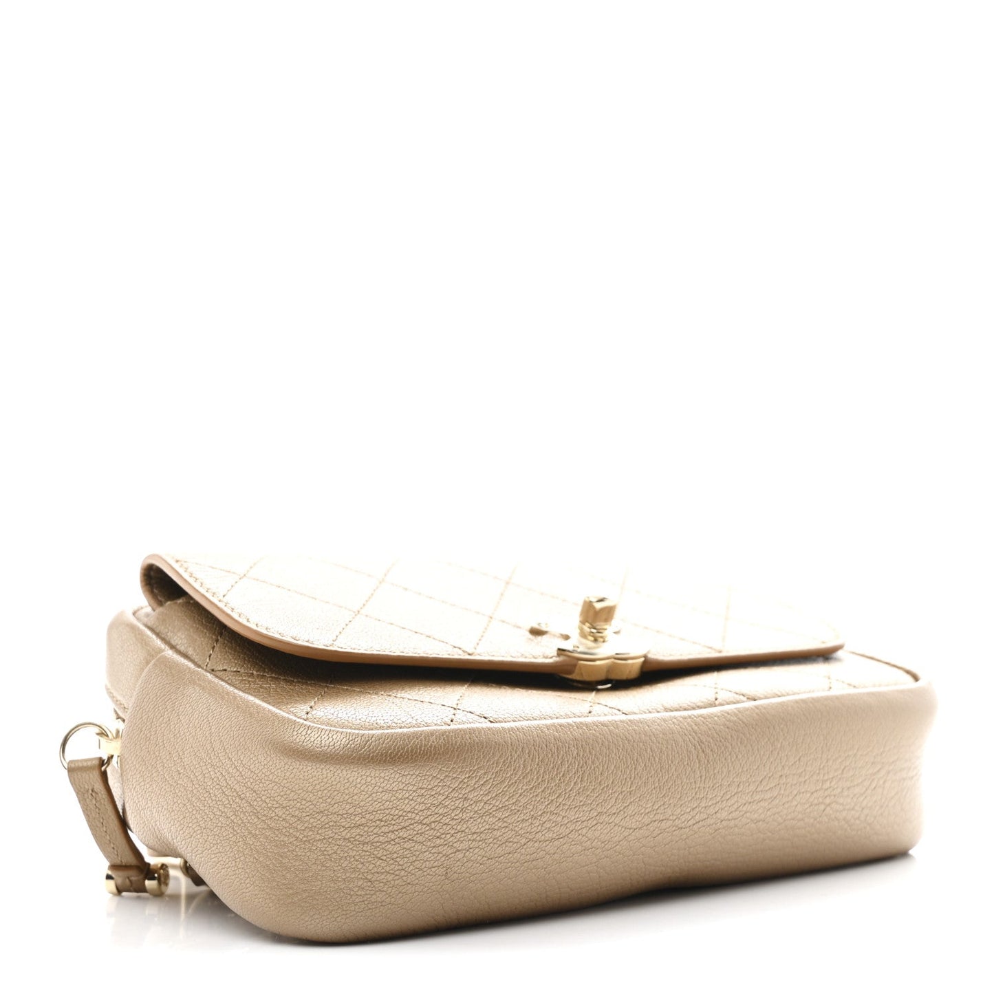 Metallic Calfskin Quilted Waist Bag Gold