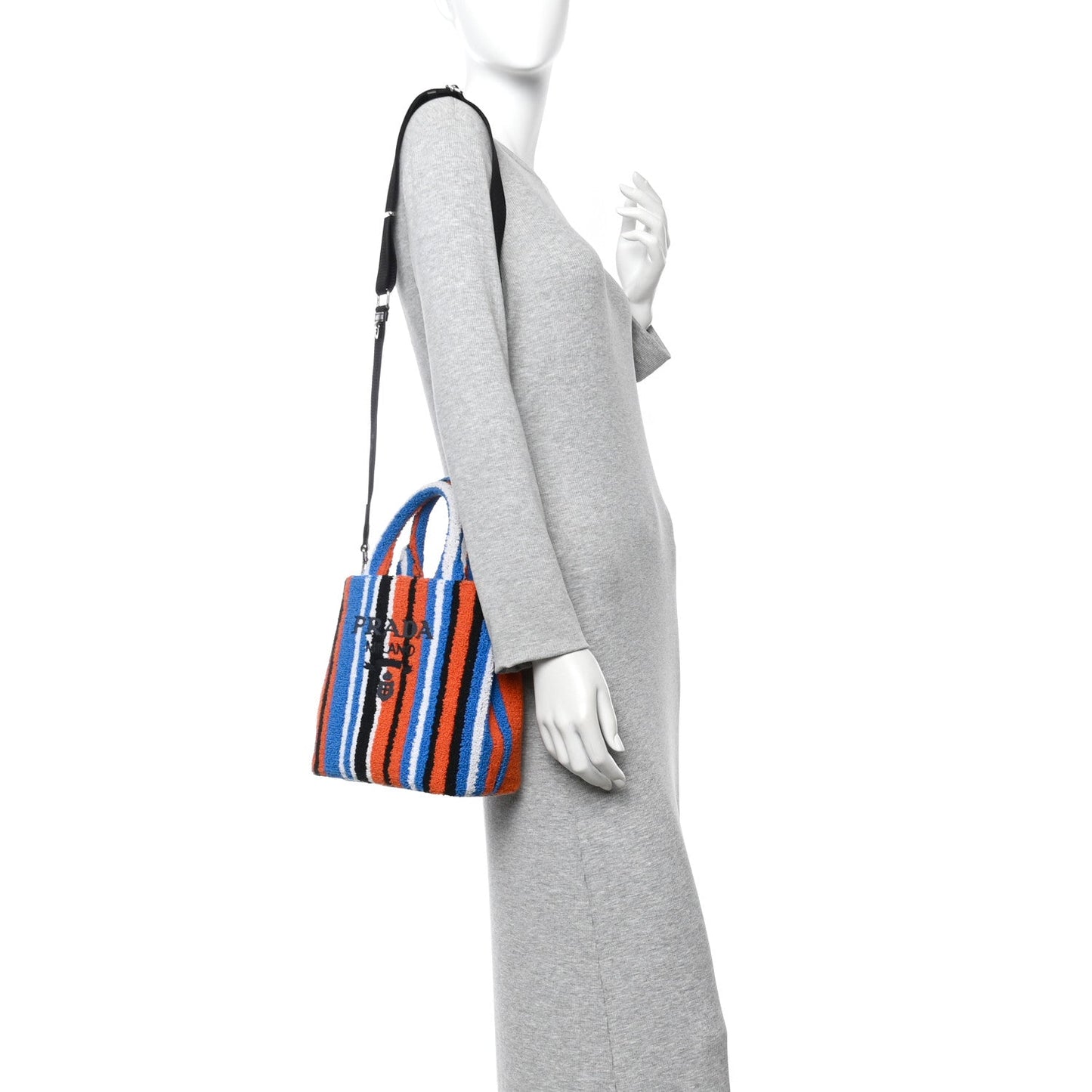 Terry Cloth Small Stripe Tote Arancio