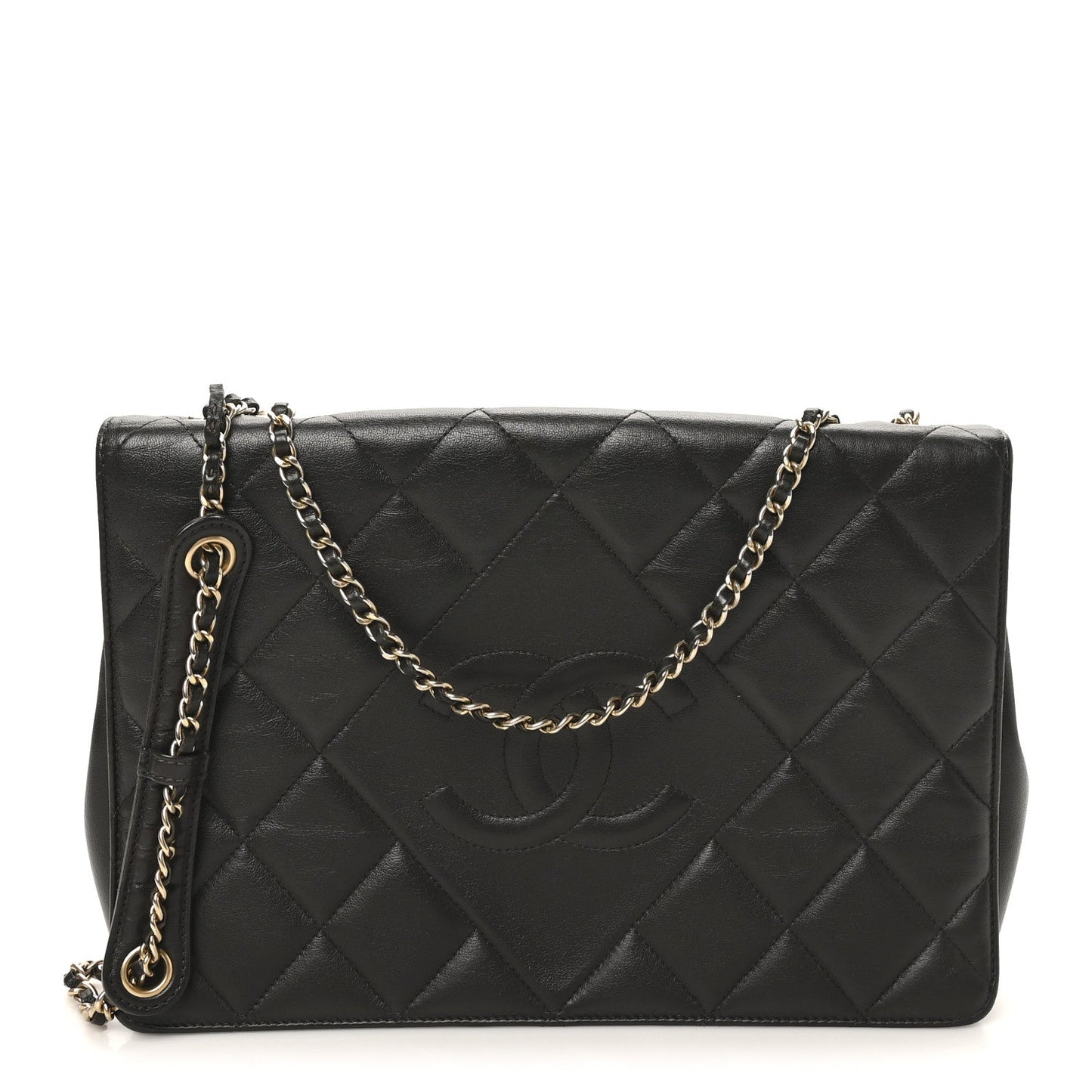 Lambskin Quilted Large Diamond CC Flap Black