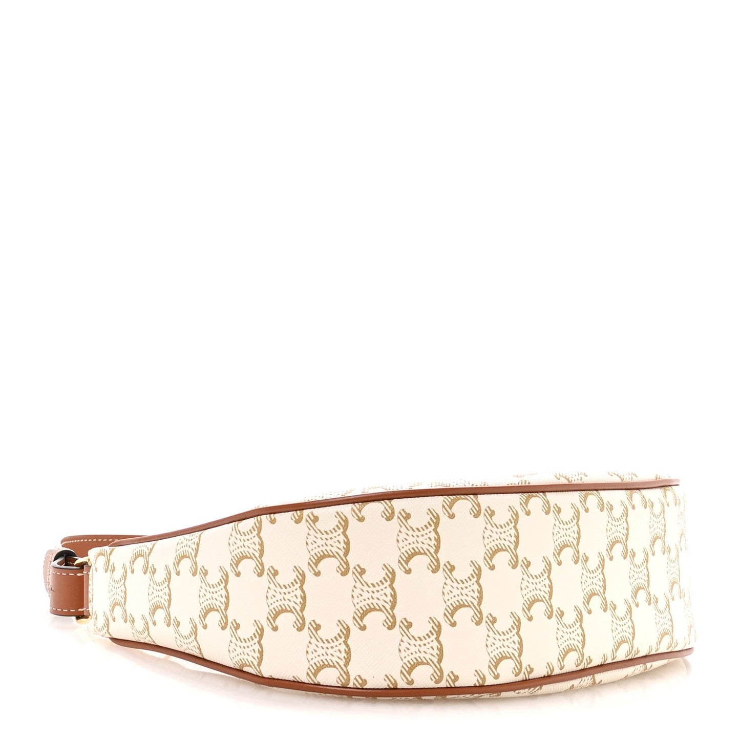 Canvas Calfskin Ava Triomphe Shoulder Bag White