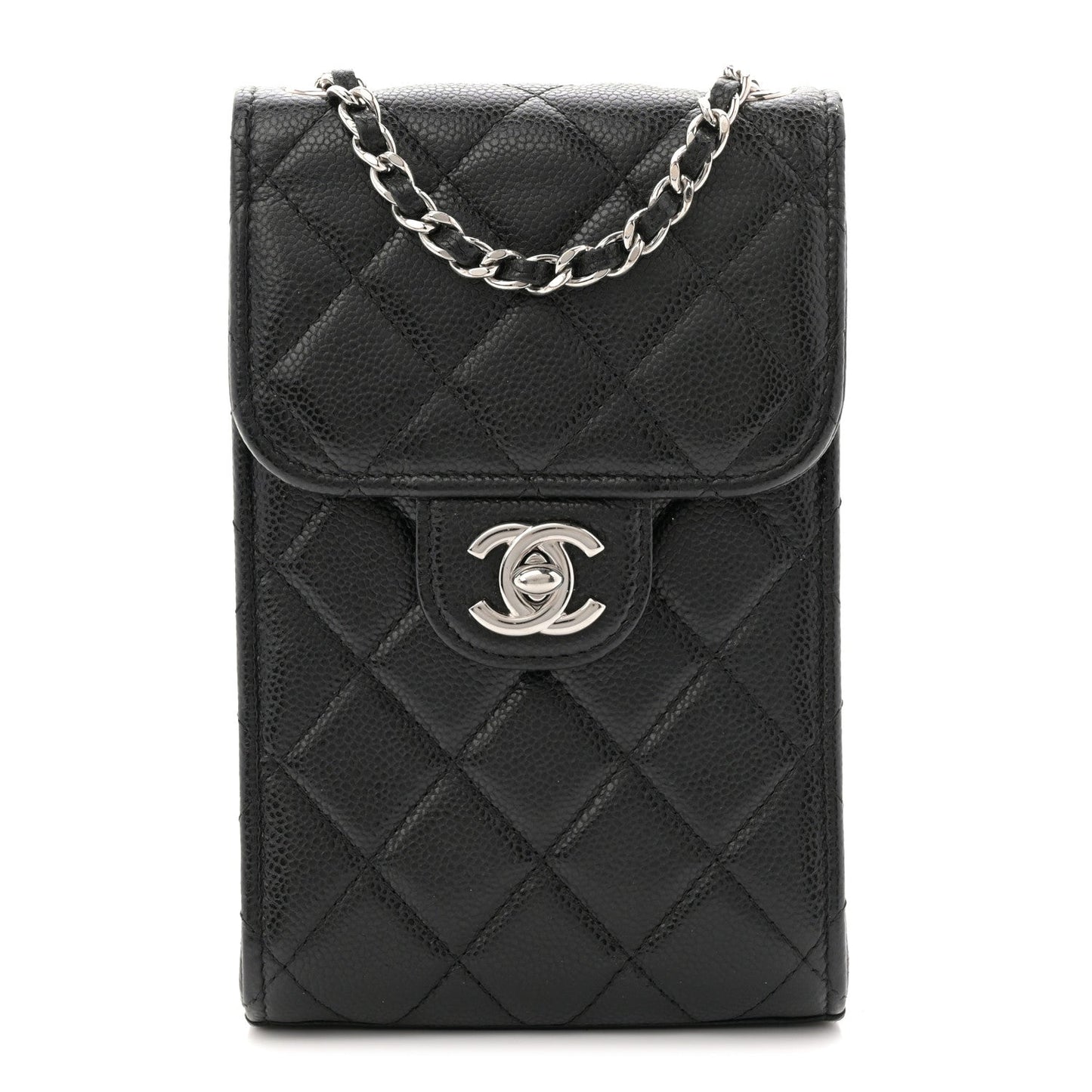 Caviar Quilted Classic Phone Holder Black