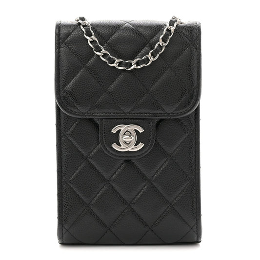 Caviar Quilted Classic Phone Holder Black