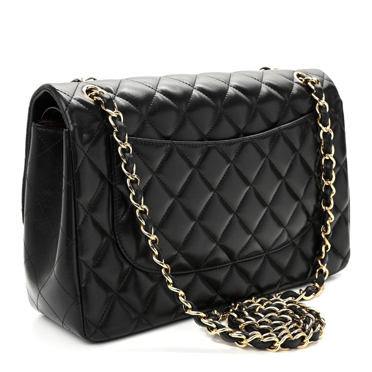 Lambskin Quilted Jumbo Double Flap Black